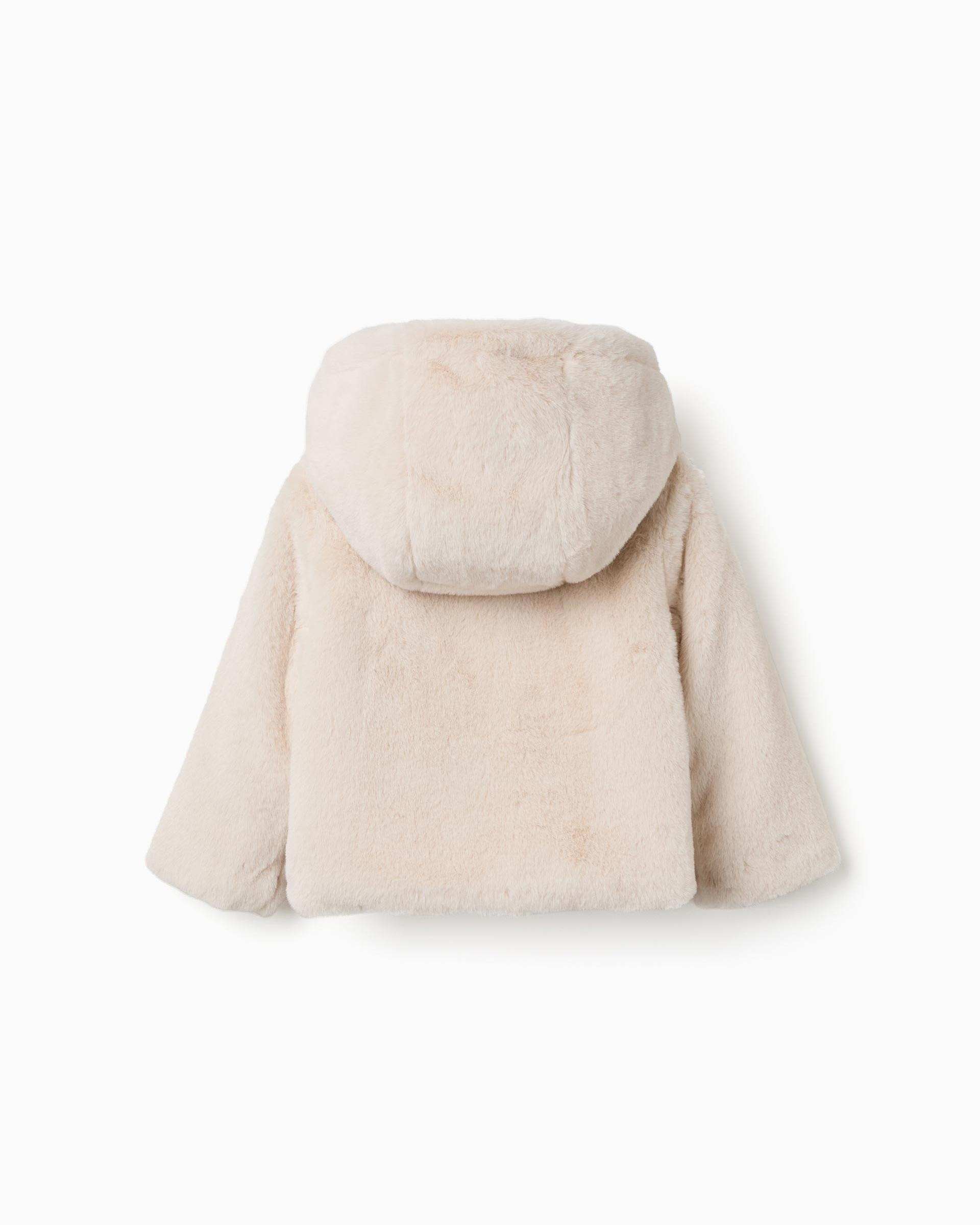 Imagen 3 de Abrigo de pelo de bebé niña con capucha - Zippy - Beige Beige