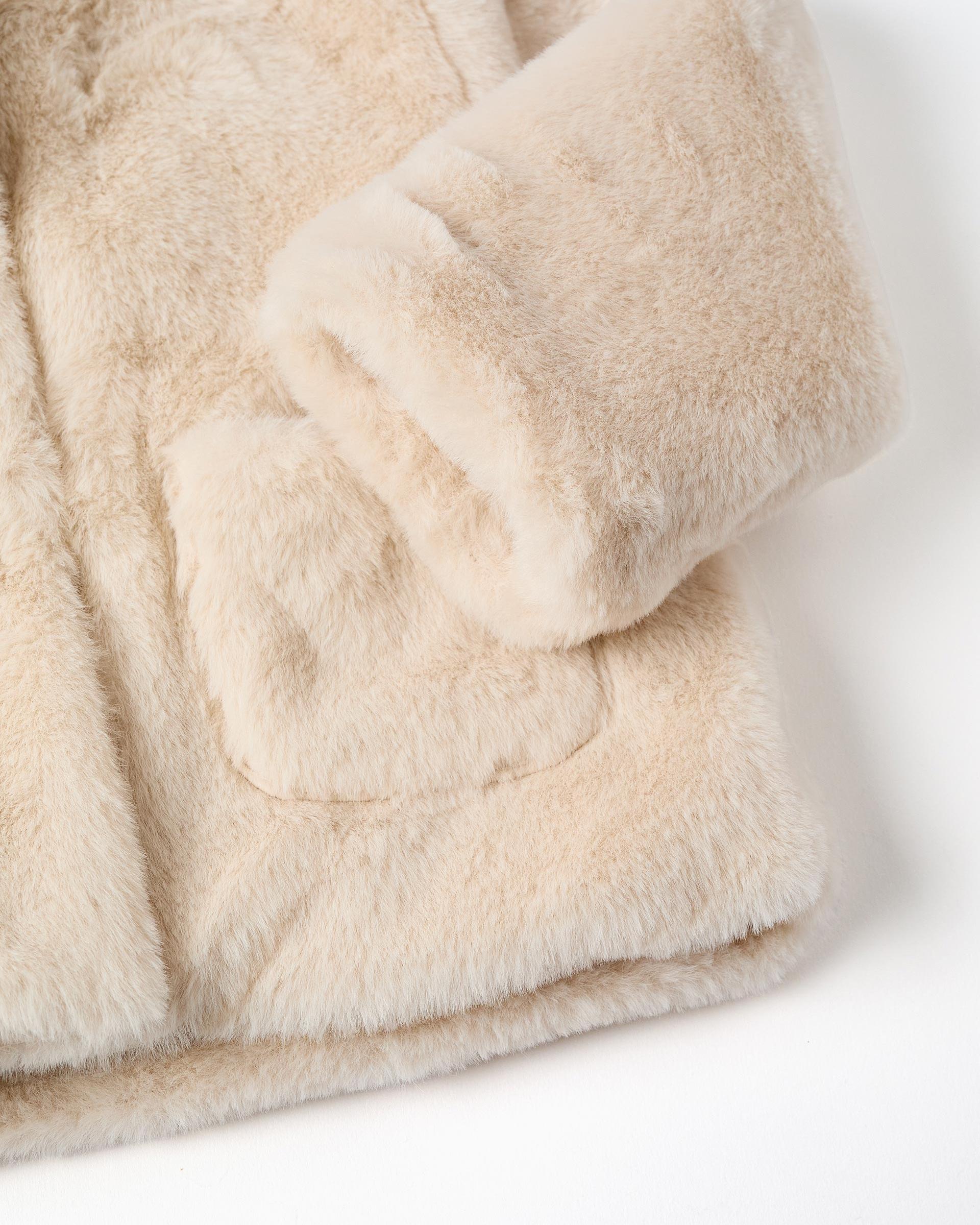 Imagen 4 de Abrigo de pelo de bebé niña con capucha - Zippy - Beige Beige