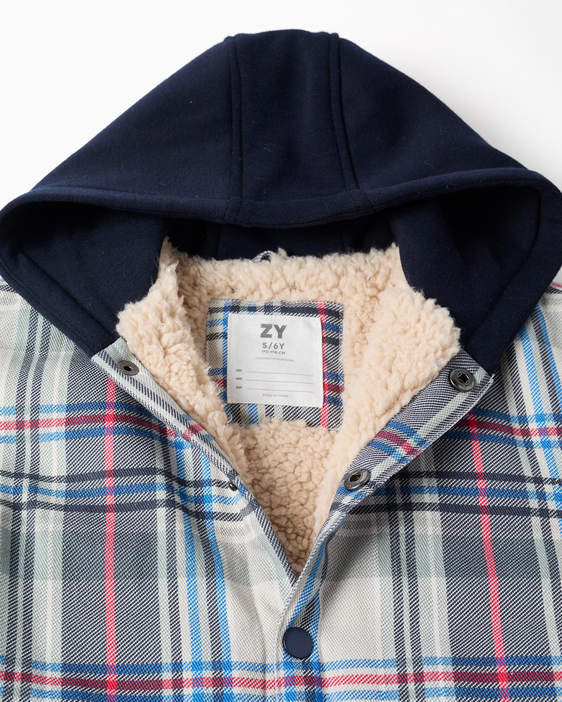 Chaqueta de niño a cuadros y con forro en sherpa - Zippy - Azul Azul-2