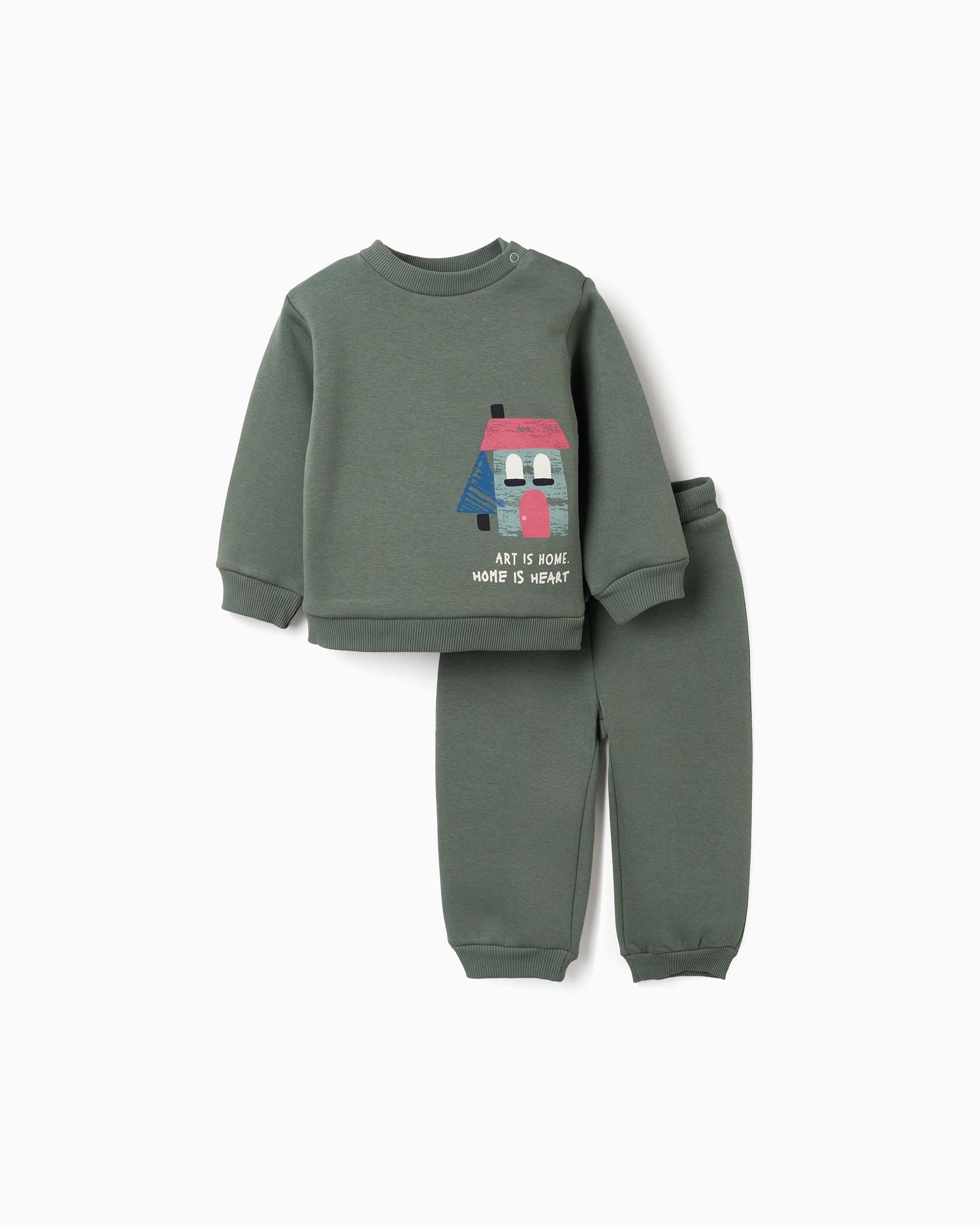 Imagen 0 de Chándal de bebé niño perchado y con estampado Verde oscuro