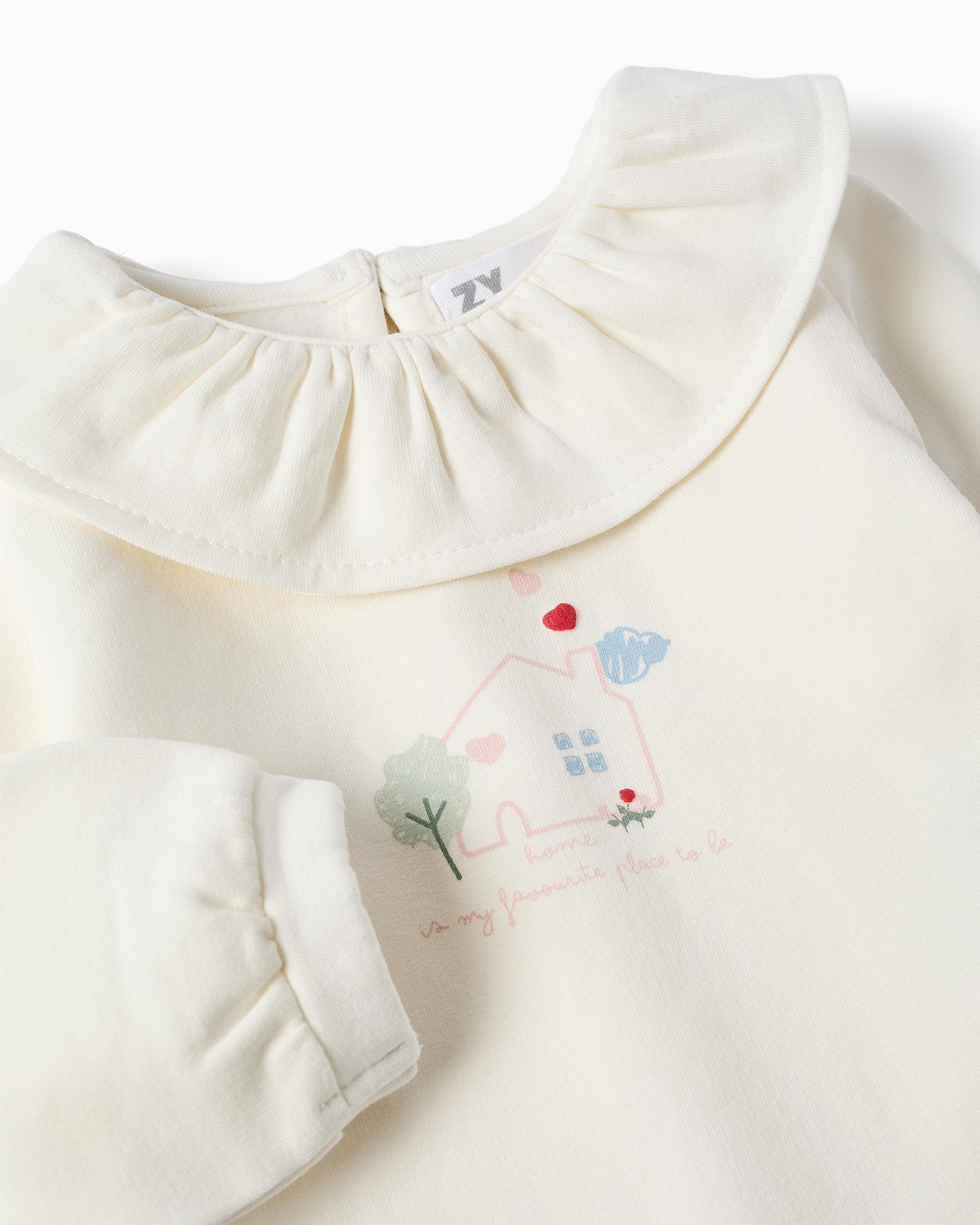 Sudadera de bebé niña perchada y con estampado - Zippy - Blanco Blanco-2