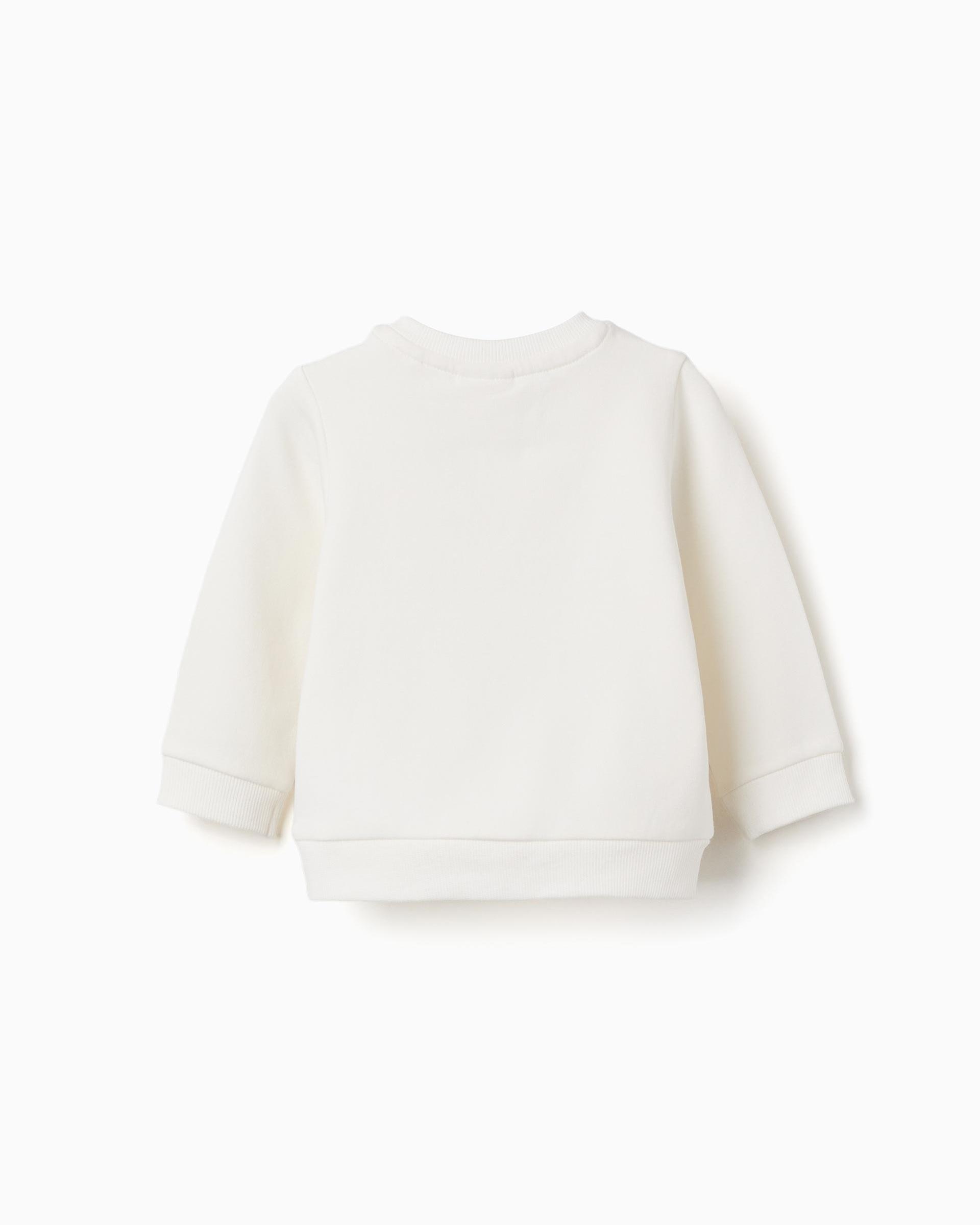Sudadera de bebé niño perchada y con estampado - Zippy - Blanco Blanco-3