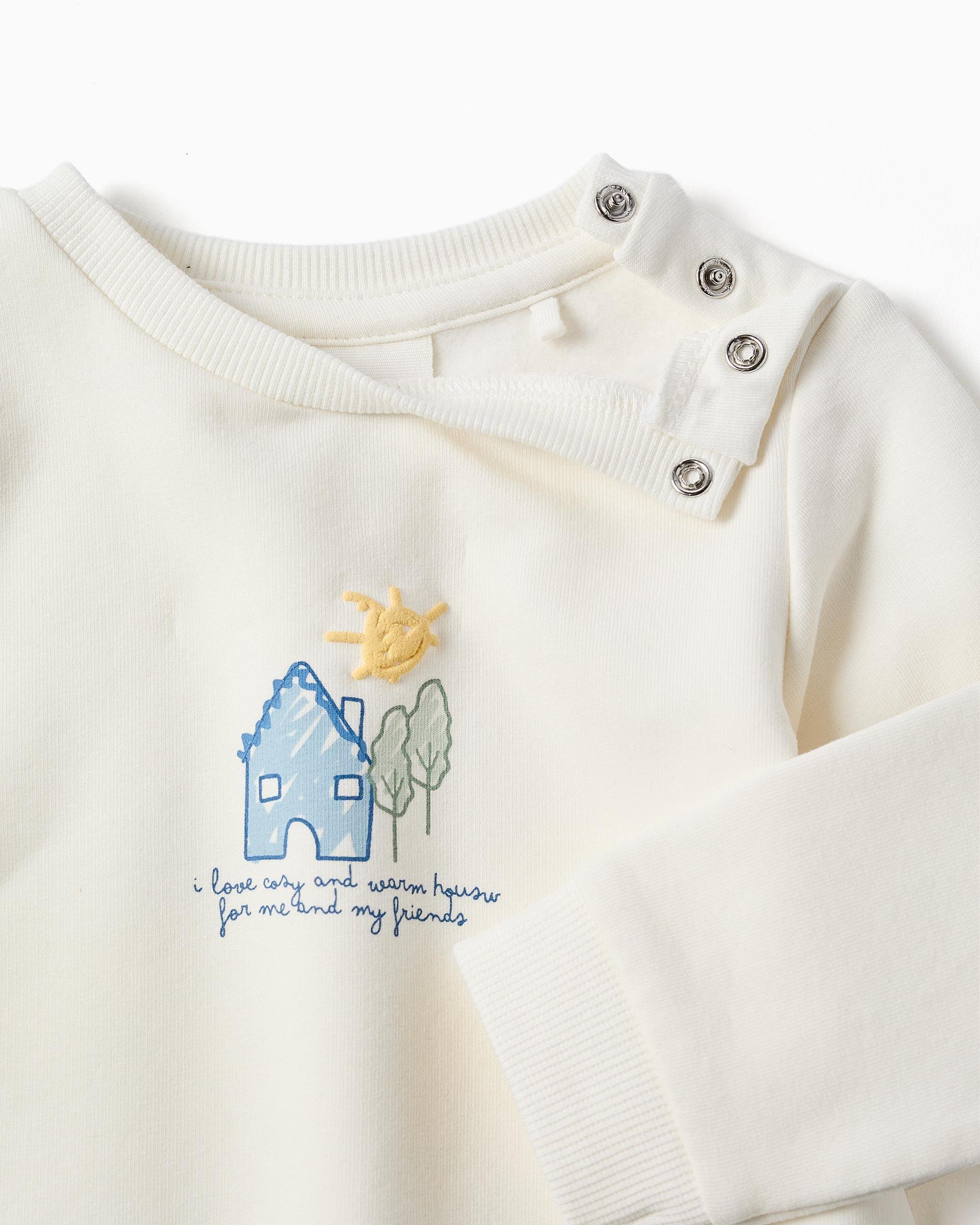 Sudadera de bebé niño perchada y con estampado - Zippy - Blanco Blanco-2
