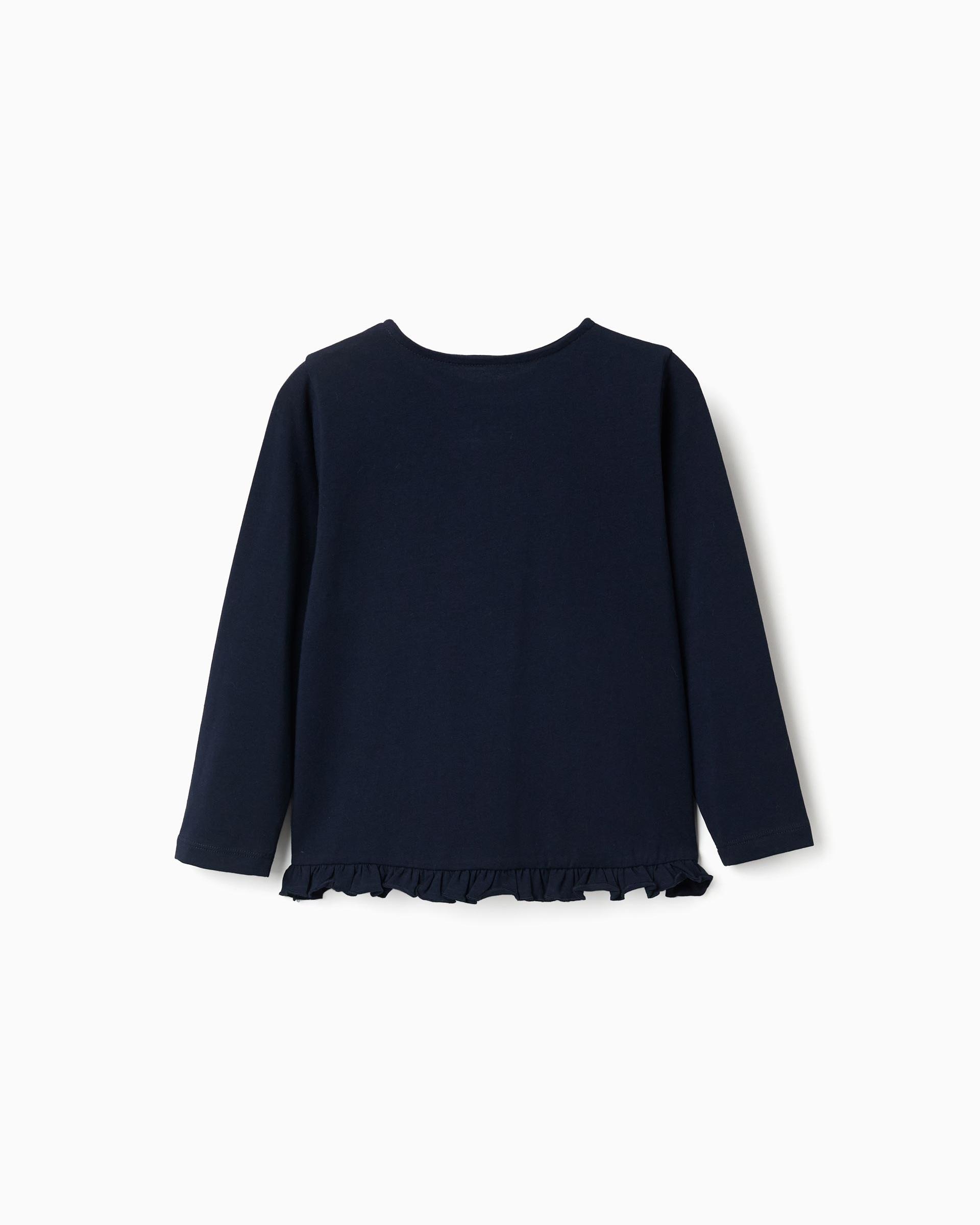 Camiseta de niña de algodón y con volantes - Zippy - Azul marino Azul marino-3