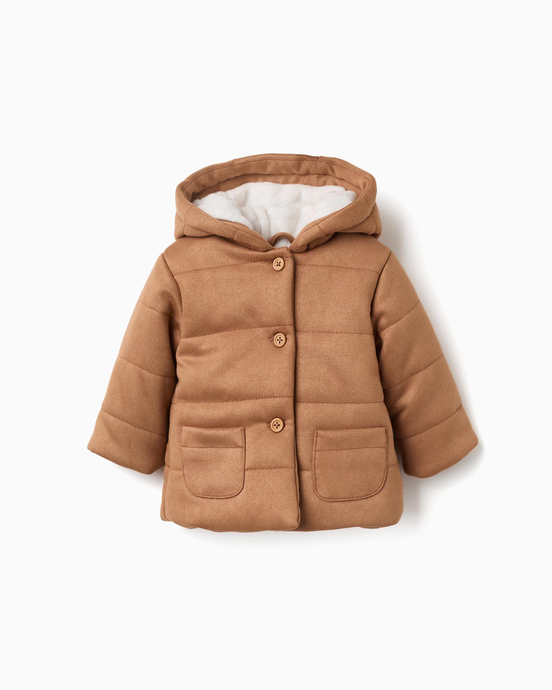 Imagen 1 de Abrigo de bebé con capucha y acolchado Beige