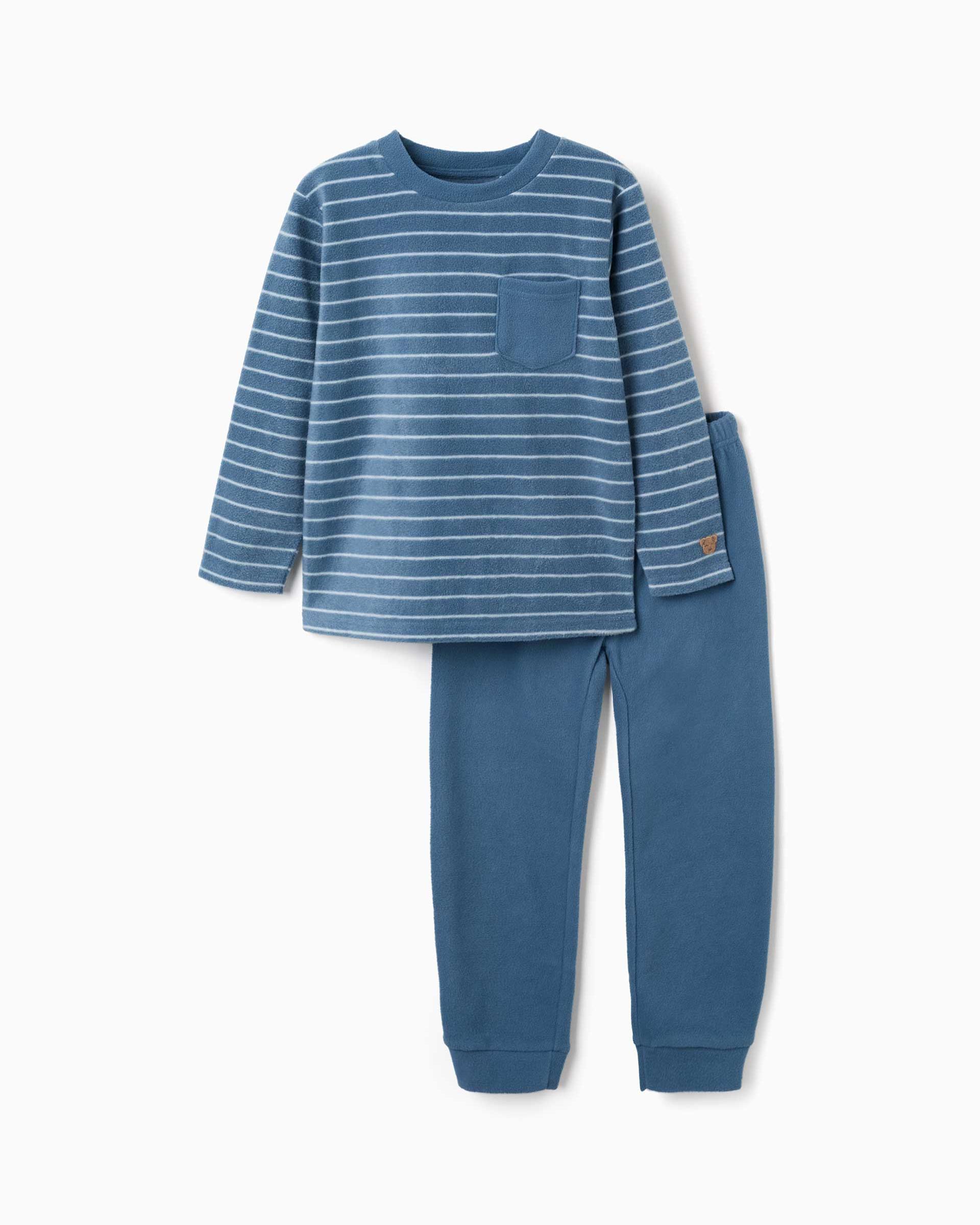Imagen 1 de Pijama de niño de felpa polar y a rayas Azul