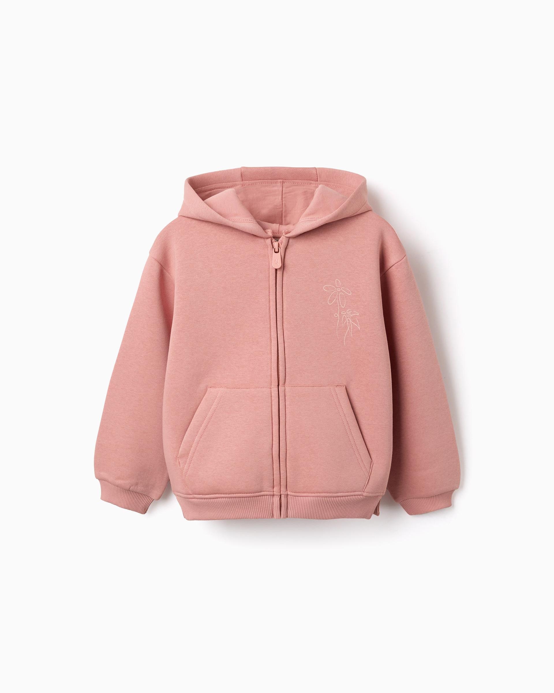 Imagen 0 de Sudadera de niña perchada y con capucha Rosa