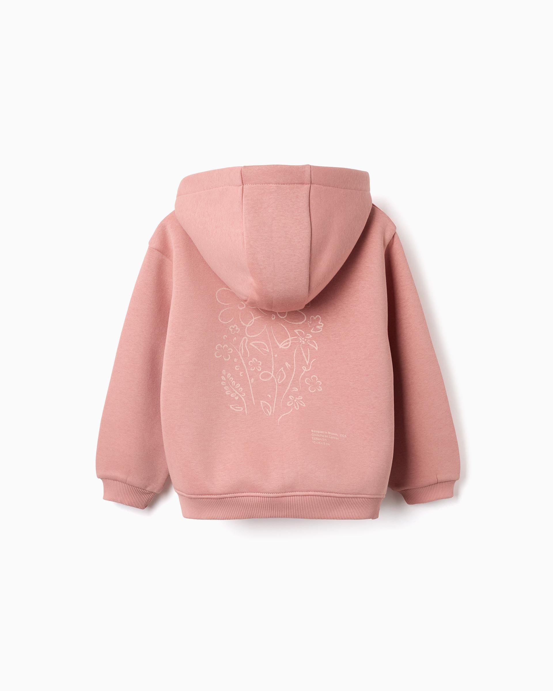 Sudadera de niña perchada y con capucha - Zippy - Rosa Rosa-3