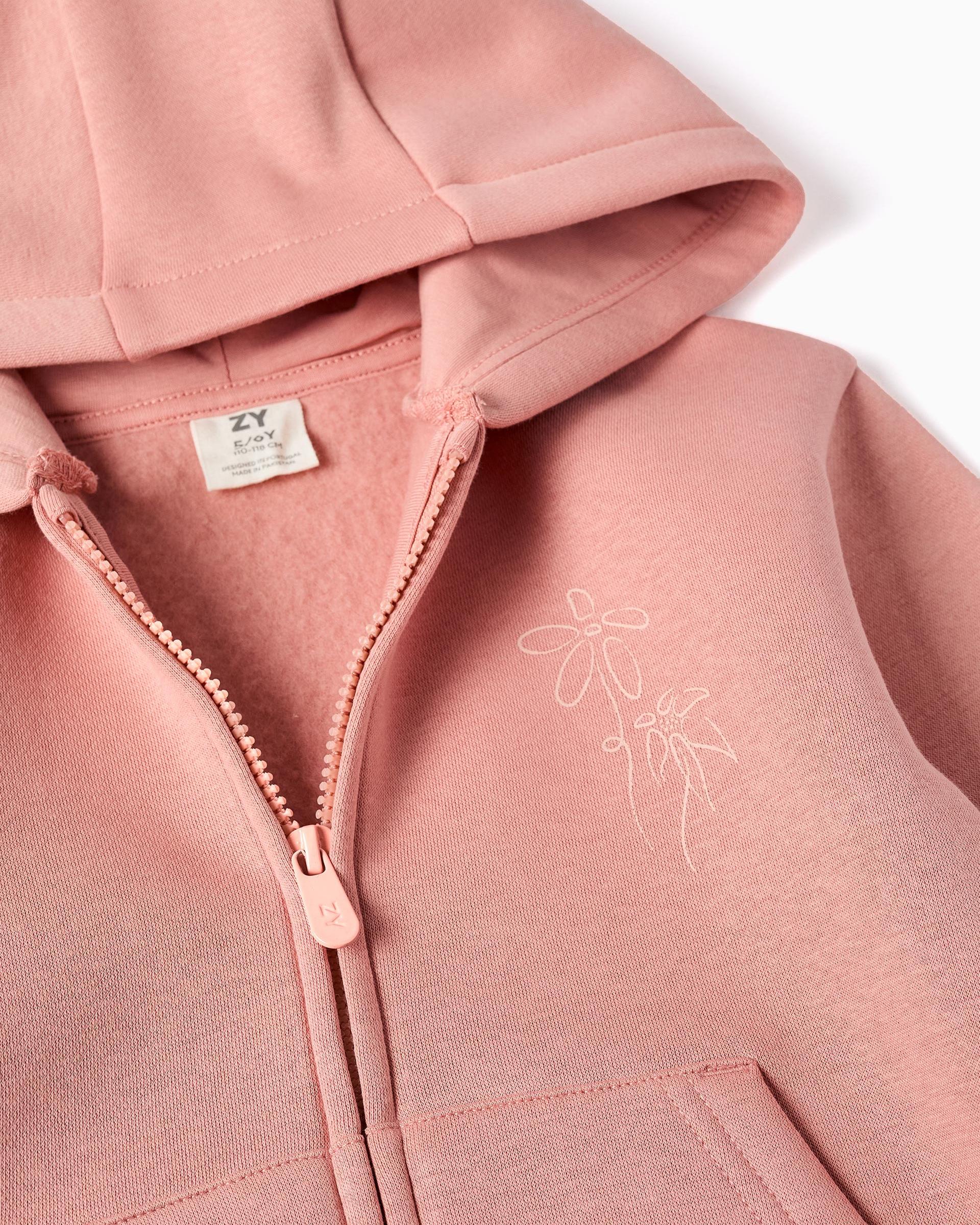 Sudadera de niña perchada y con capucha - Zippy - Rosa Rosa-2