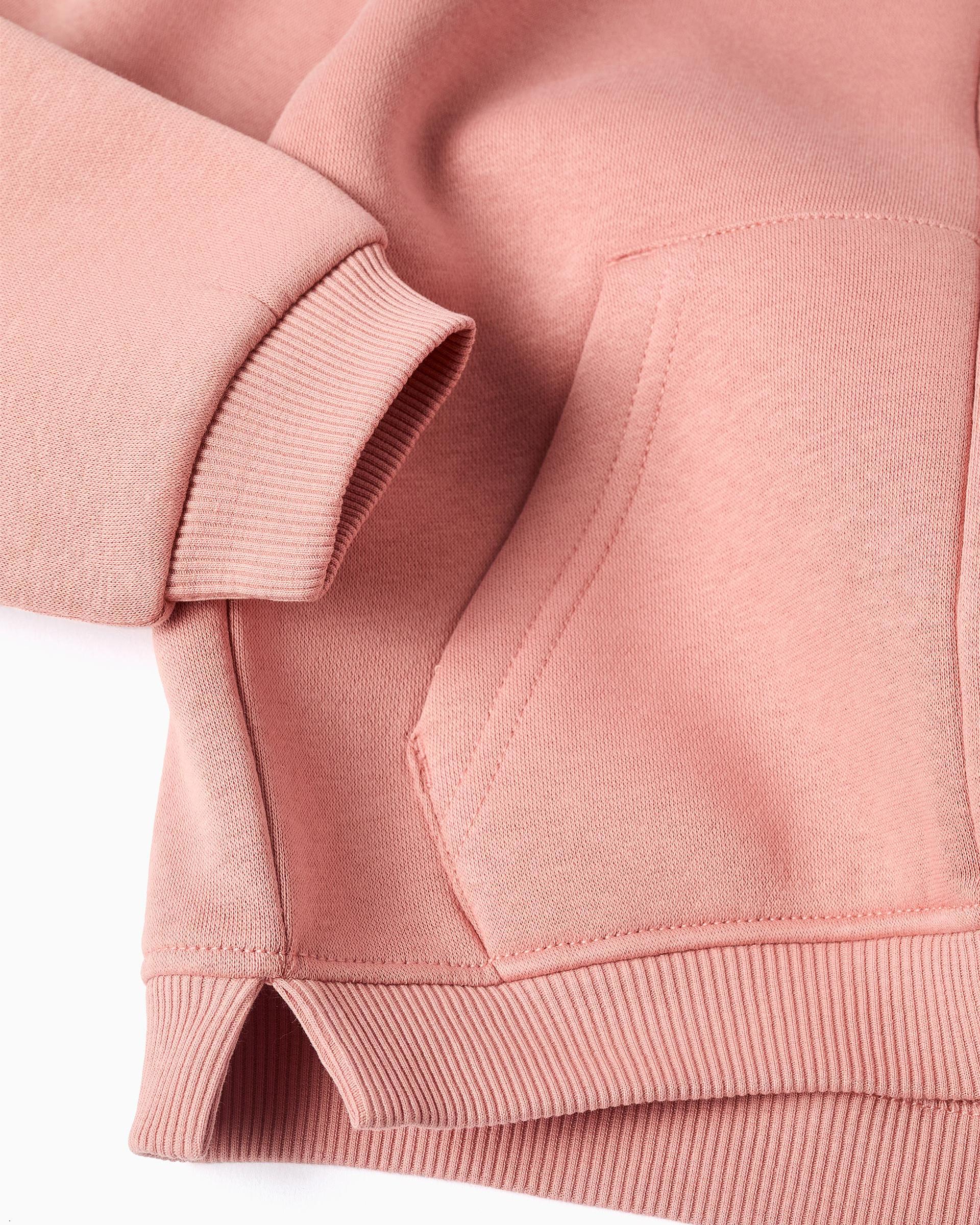 Sudadera de niña perchada y con capucha - Zippy - Rosa Rosa-4