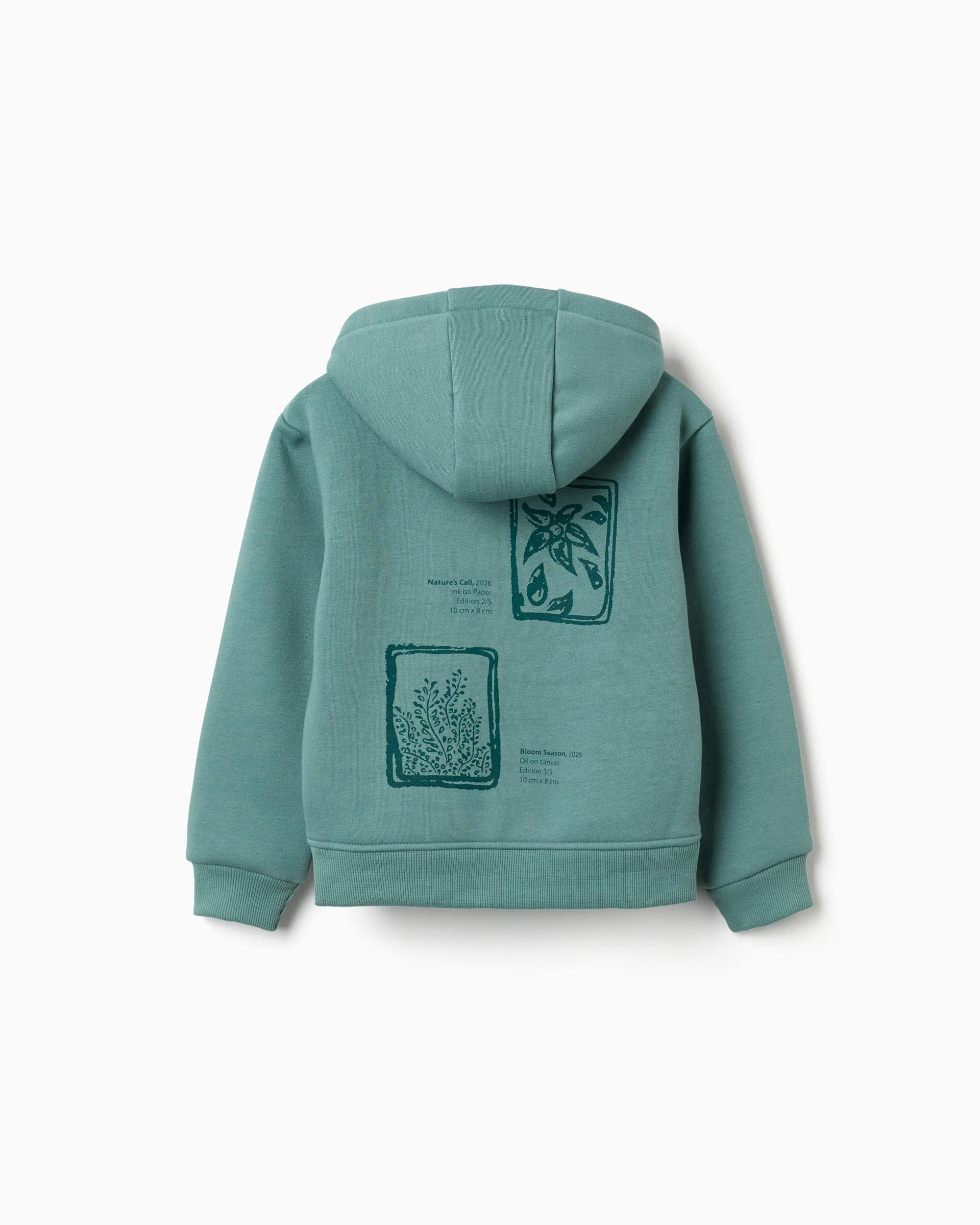 Sudadera de niña perchada y con capucha - Zippy - Verde claro Verde claro-3