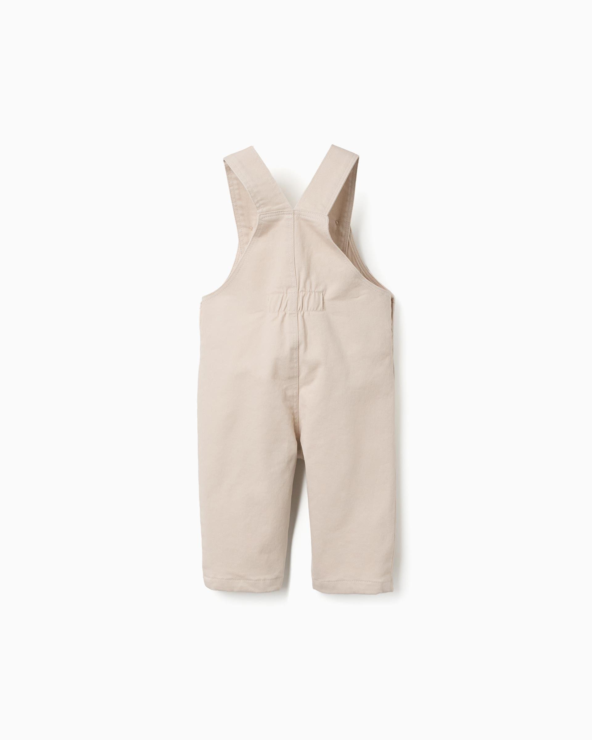 Mono de bebé niño de sarga y con tirantes ajustables - Zippy - Beige Beige-3