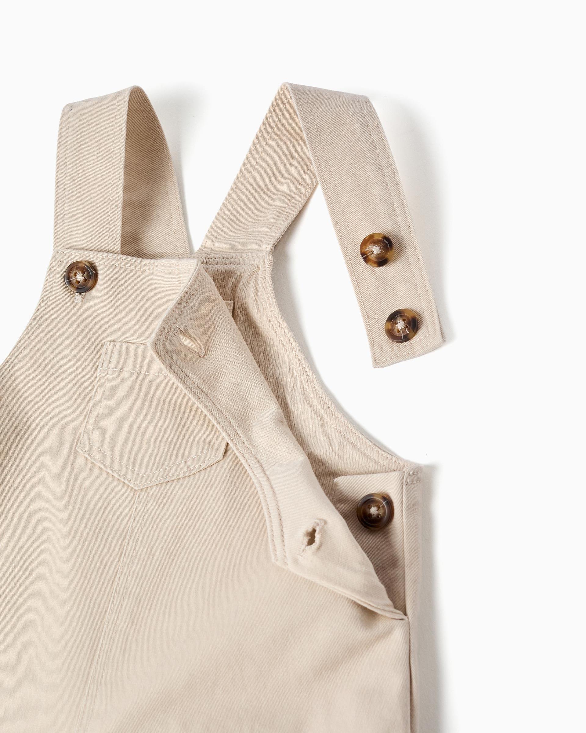 Mono de bebé niño de sarga y con tirantes ajustables - Zippy - Beige Beige-2