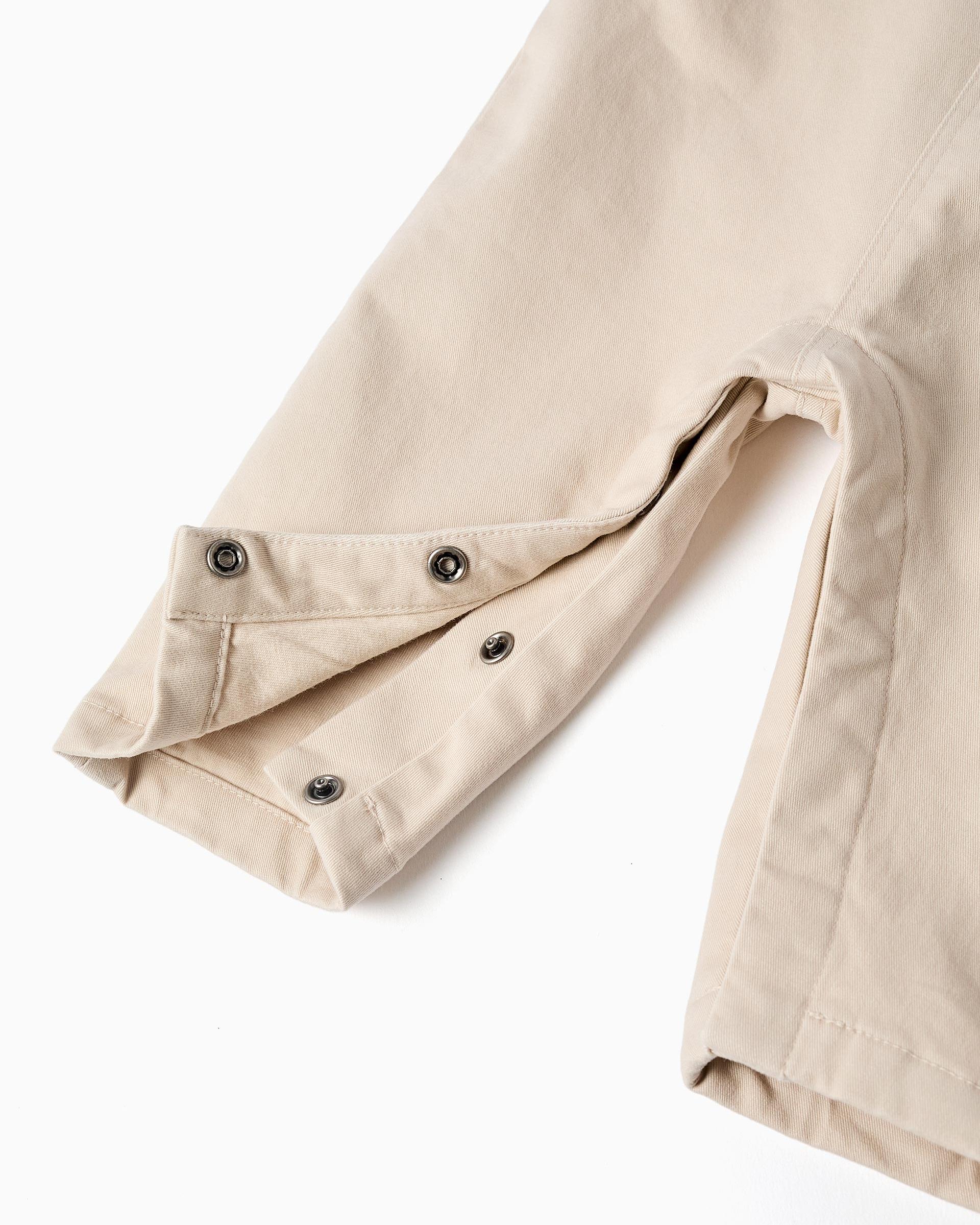 Mono de bebé niño de sarga y con tirantes ajustables - Zippy - Beige Beige-4