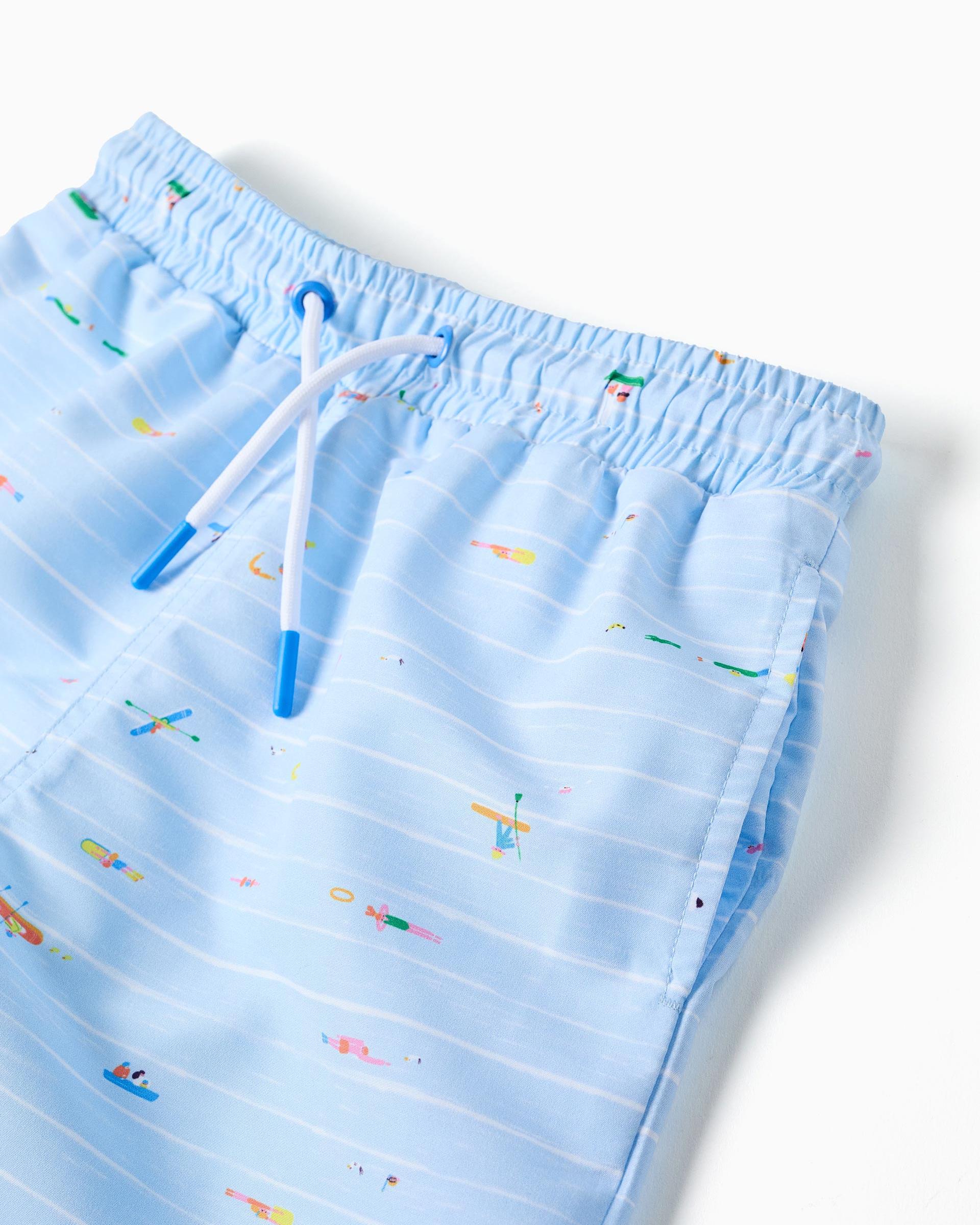 Bañador de niño con estampado y cordón - Zippy - Azul claro Azul claro-4