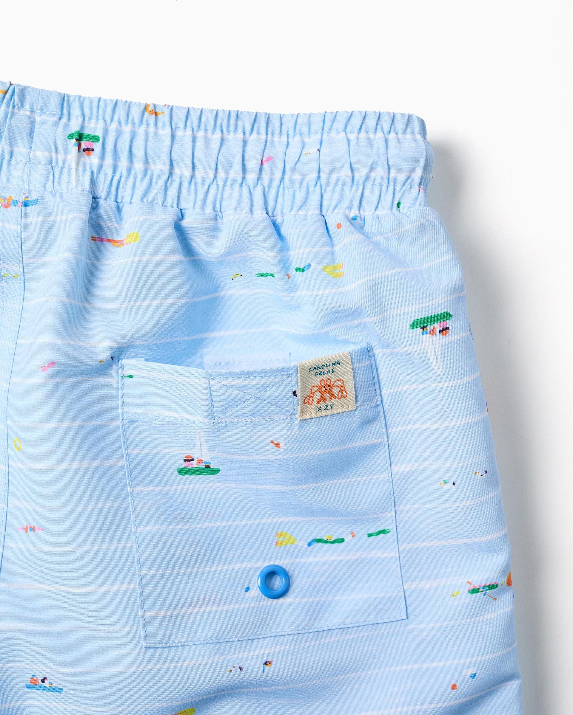 Bañador de niño con estampado y cordón - Zippy - Azul claro Azul claro-5