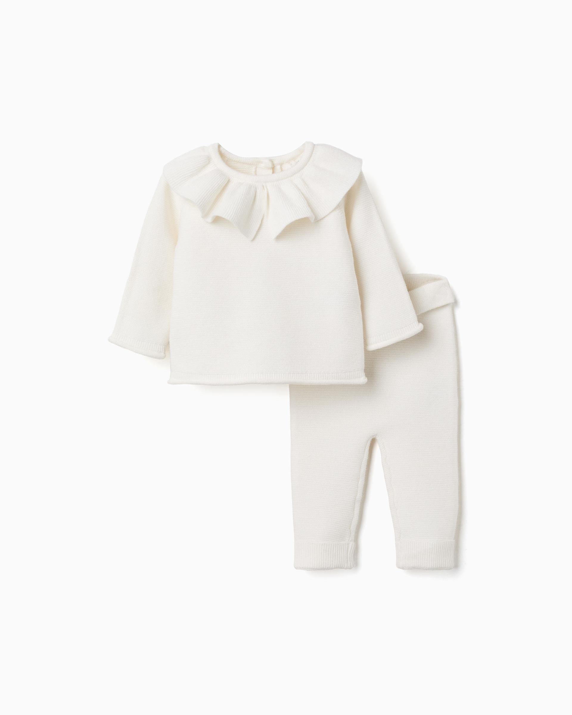 Conjunto de bebé niña de punto y con volantes - Zippy - Blanco Blanco-1