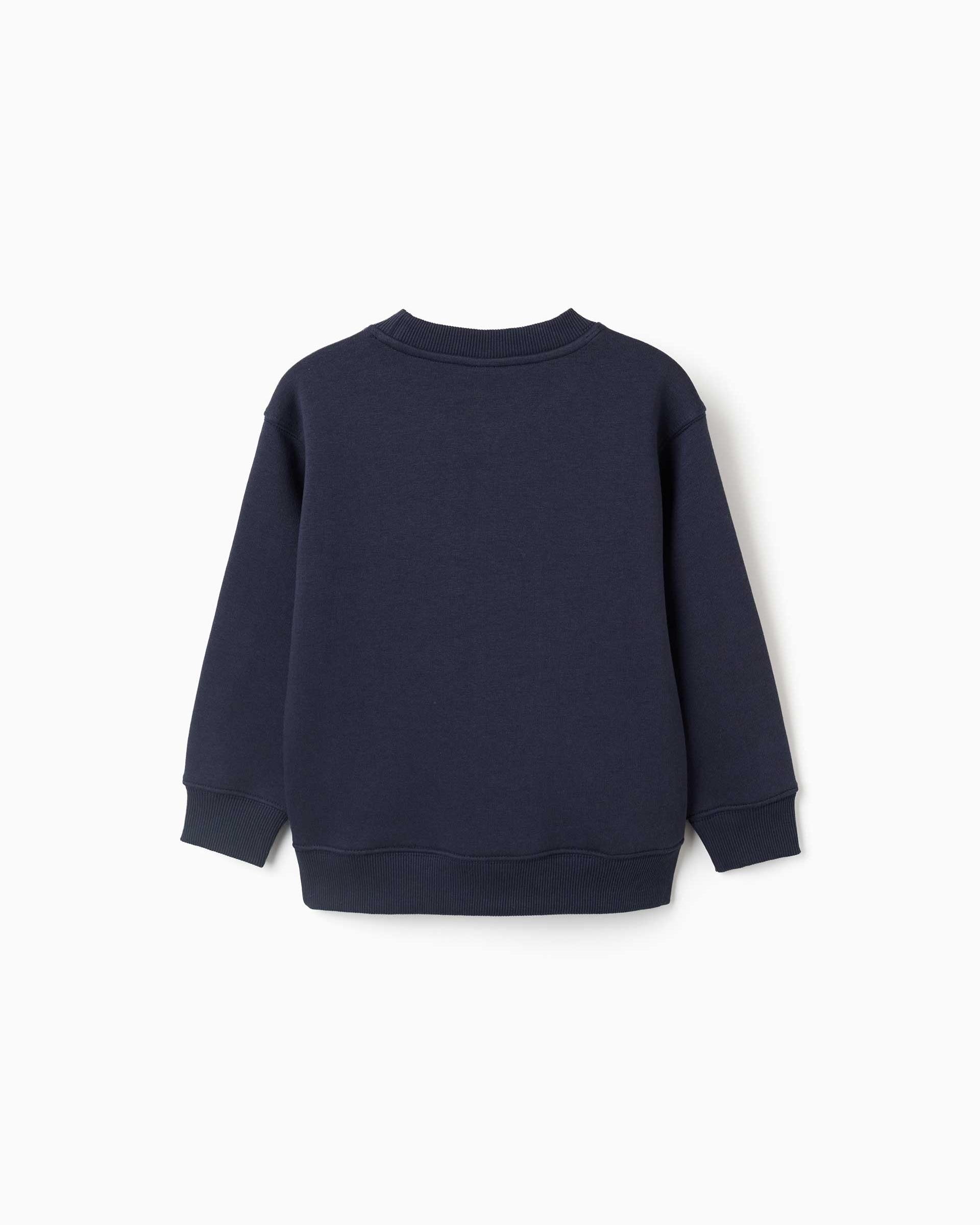 Sudadera de niño perchada y con estampado - Zippy - Azul marino Azul marino-3