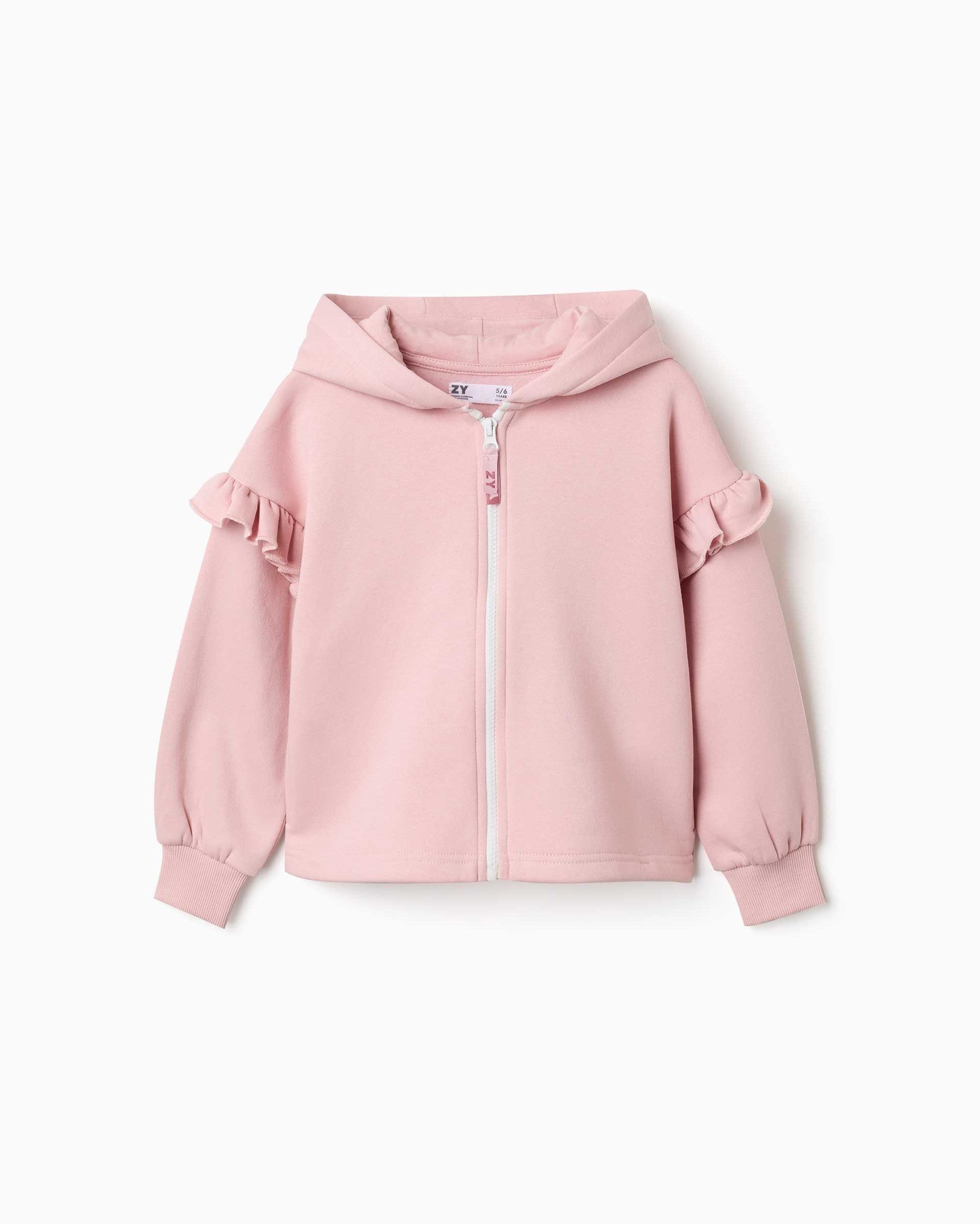 Sudadera de niña perchado y con capucha - Zippy - Rosa Rosa-1