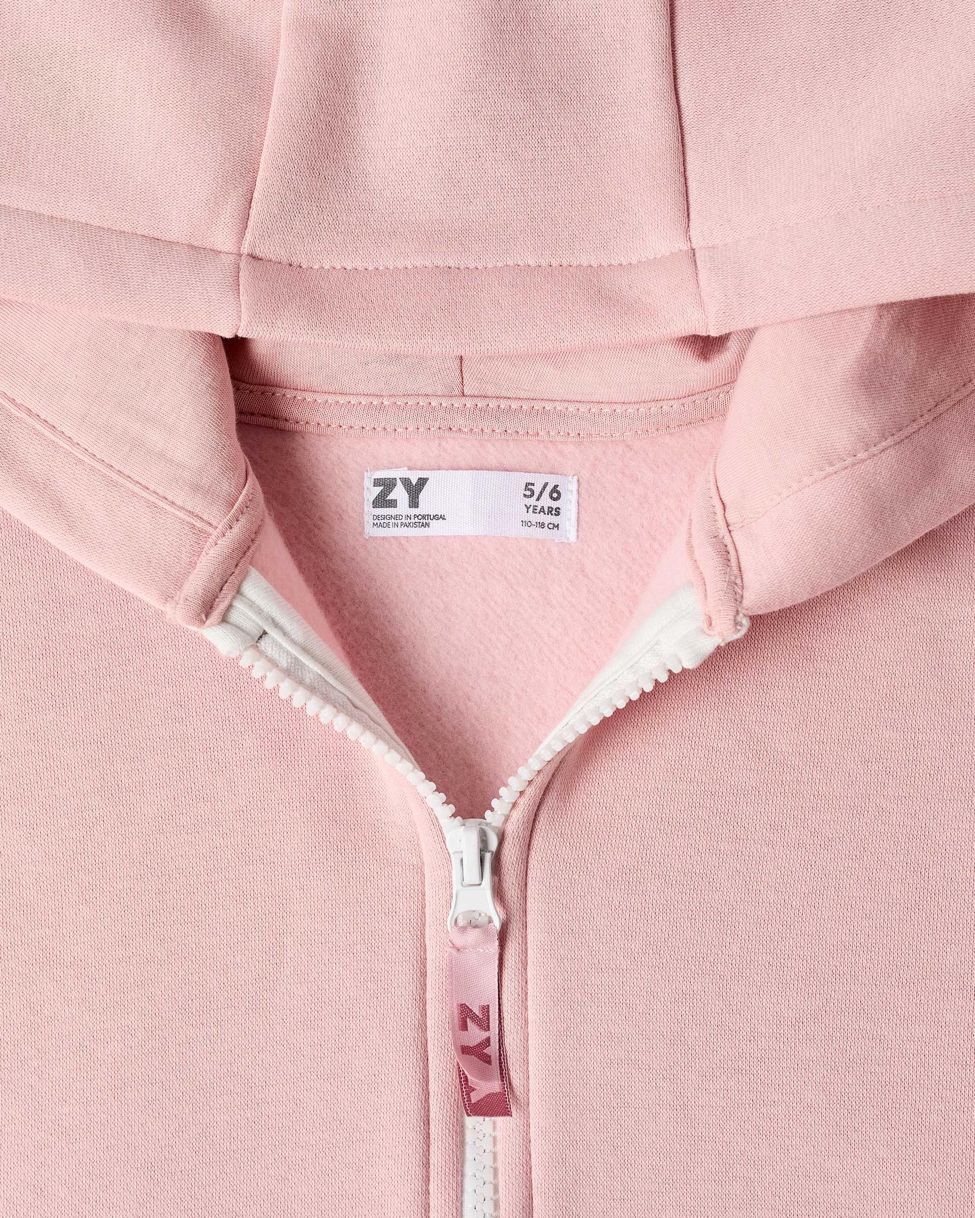 Sudadera de niña perchado y con capucha - Zippy - Rosa Rosa-2