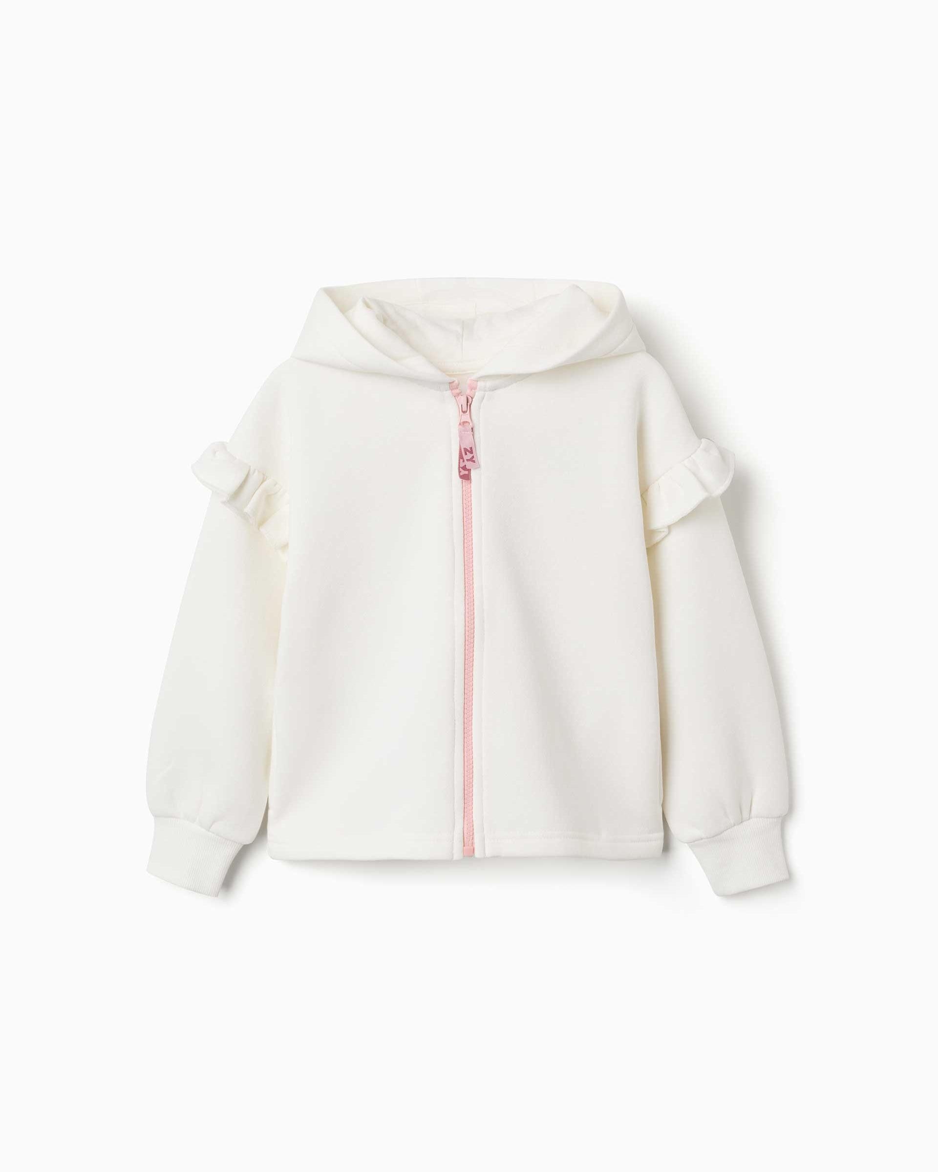 Sudadera de niña perchado y con capucha - Zippy - Blanco Blanco-1