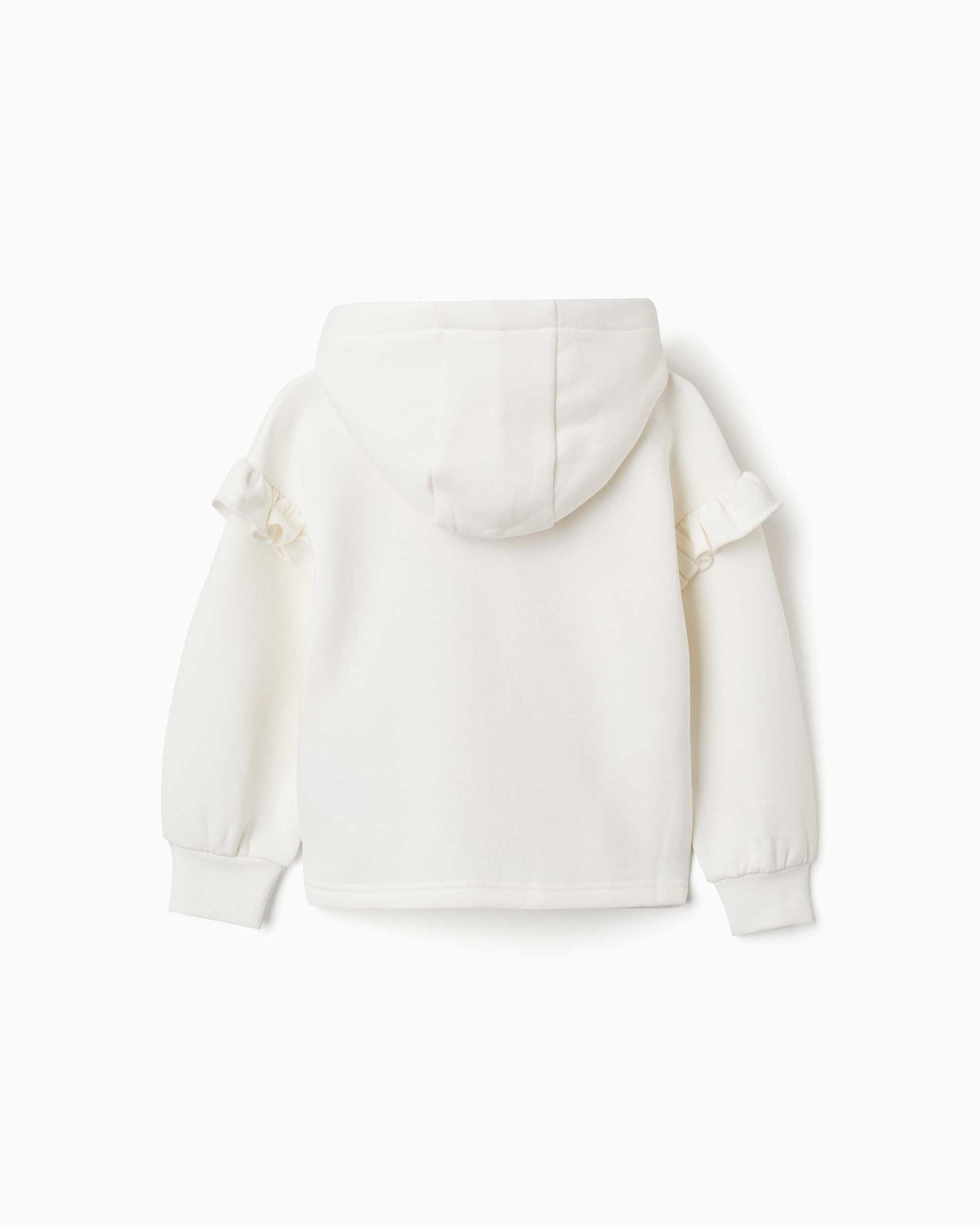 Sudadera de niña perchado y con capucha - Zippy - Blanco Blanco-3