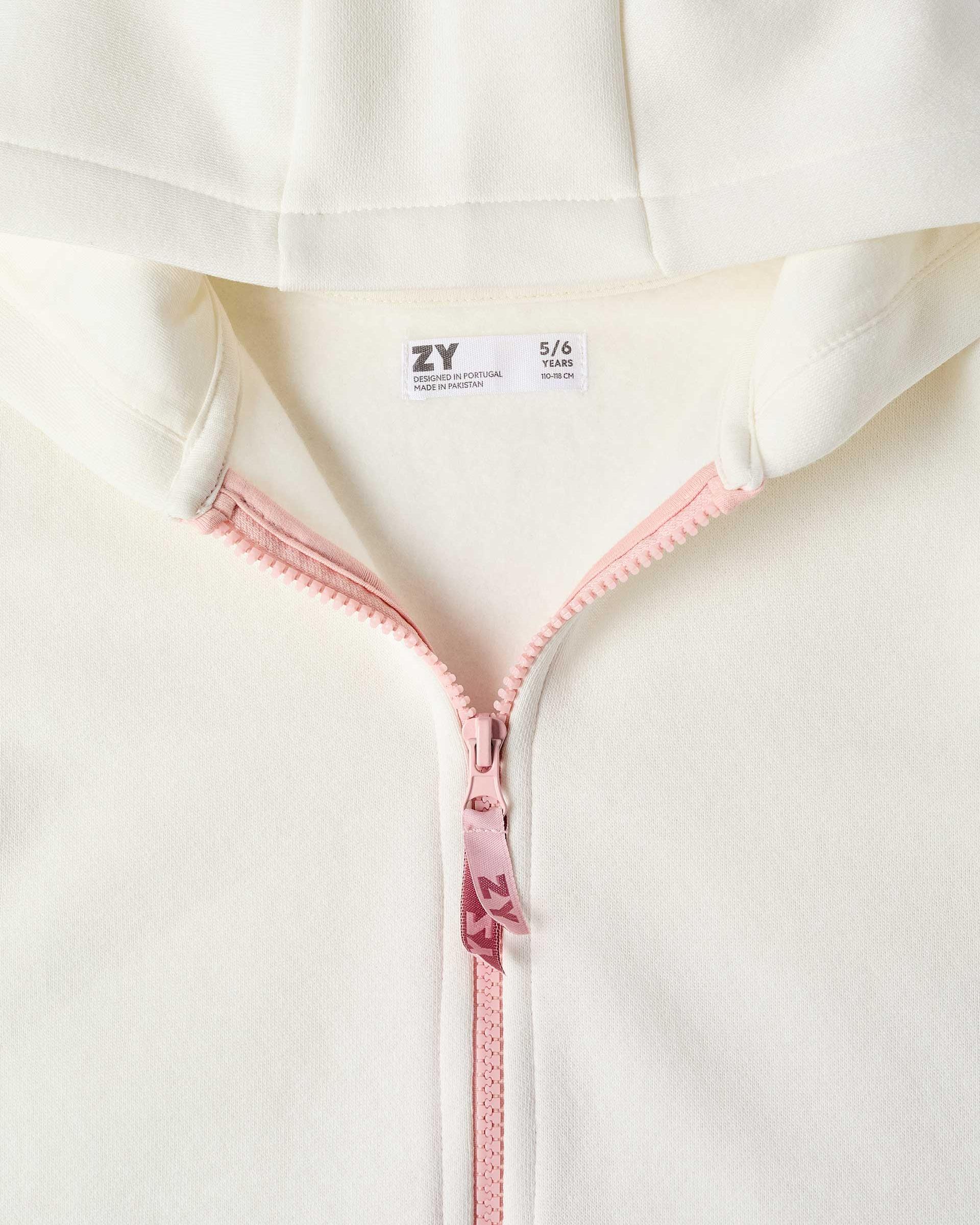 Sudadera de niña perchado y con capucha - Zippy - Blanco Blanco-2
