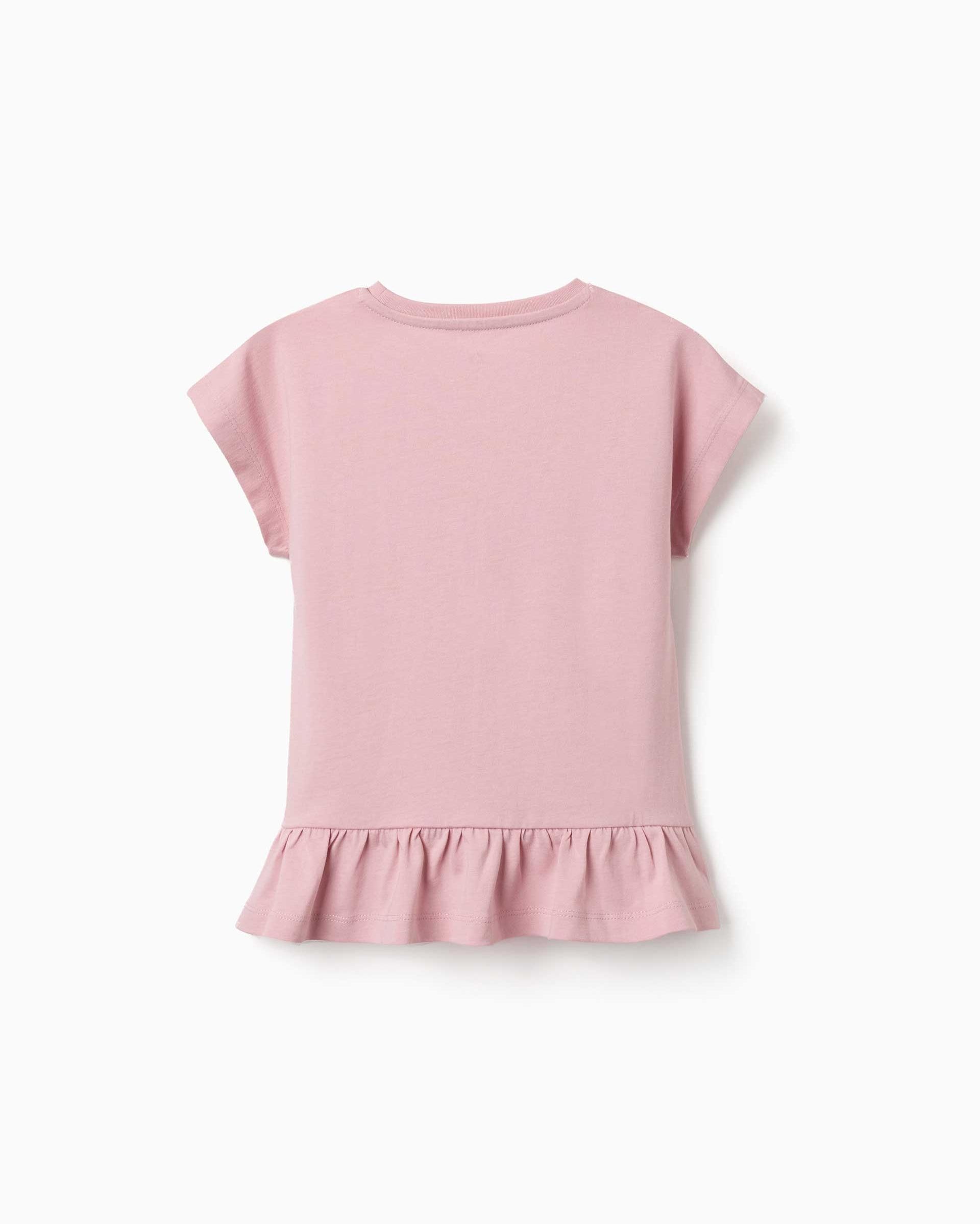 Camiseta de niña 100% algodón y con estampado floral - Zippy - Rosa Rosa-3