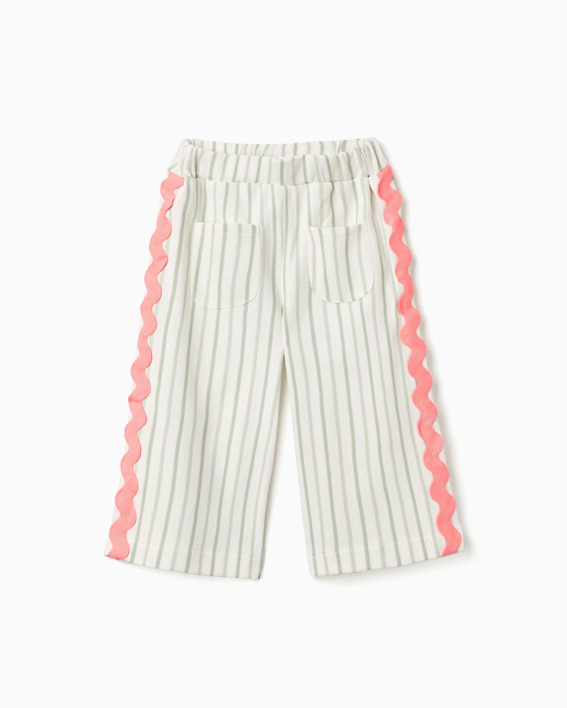 Pantalón de bebé niña 100% algodón y a rayas - Zippy - Beige Beige-1