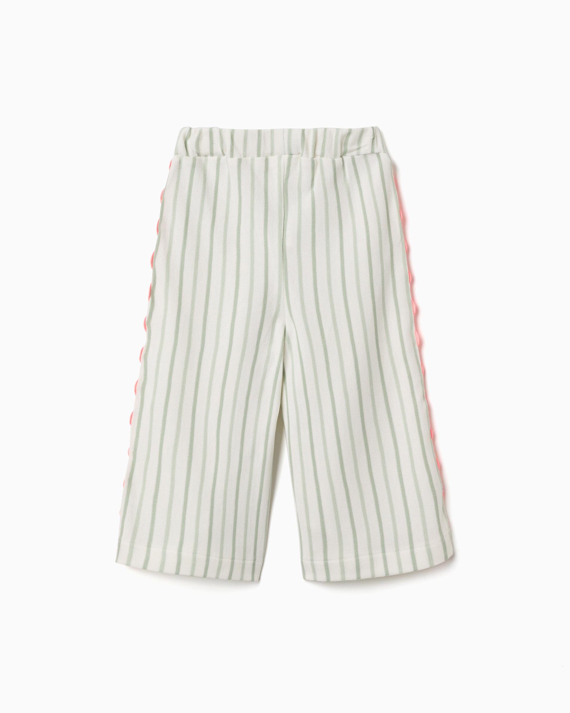 Pantalón de bebé niña 100% algodón y a rayas - Zippy - Beige Beige-3