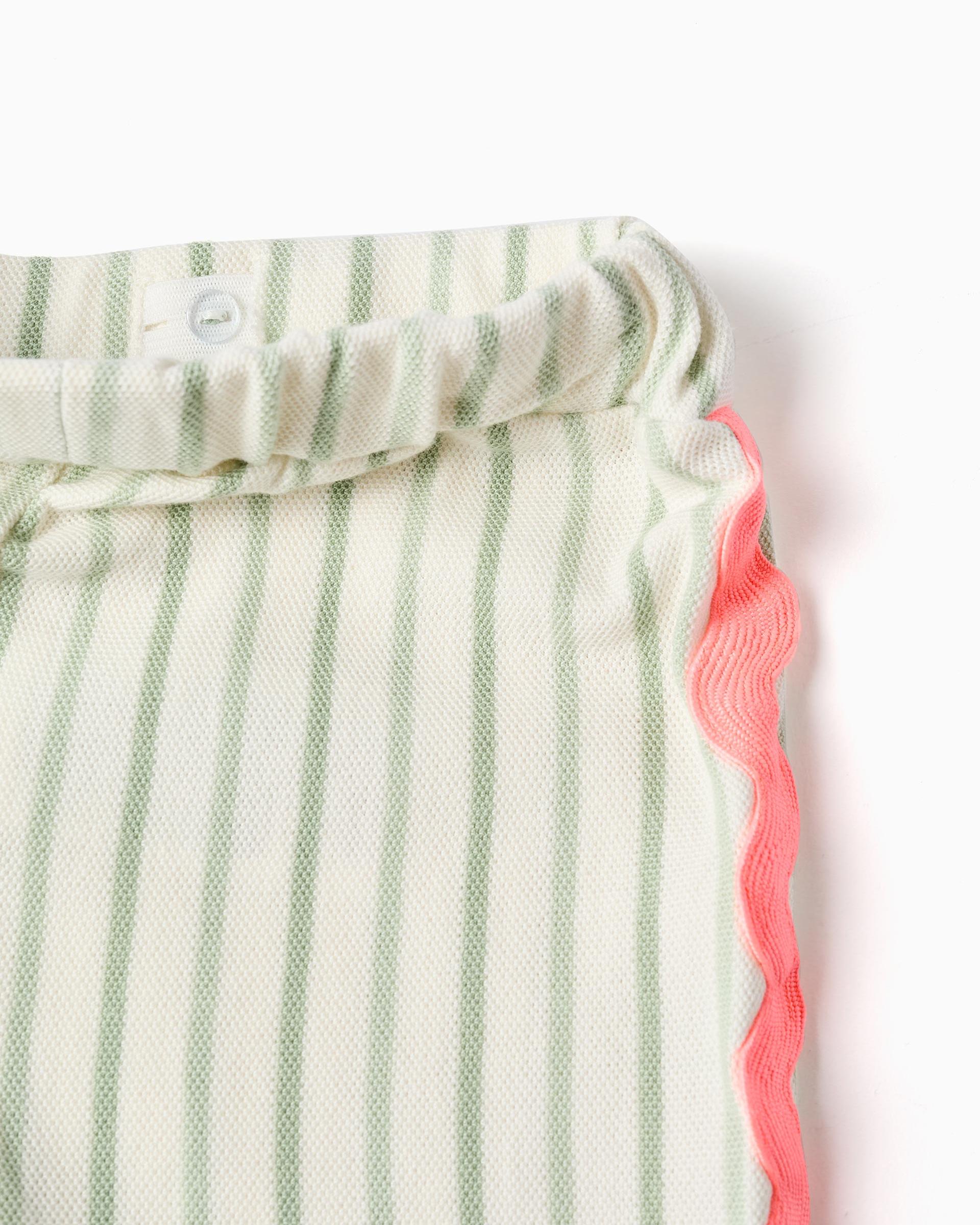 Pantalón de bebé niña 100% algodón y a rayas - Zippy - Beige Beige-2