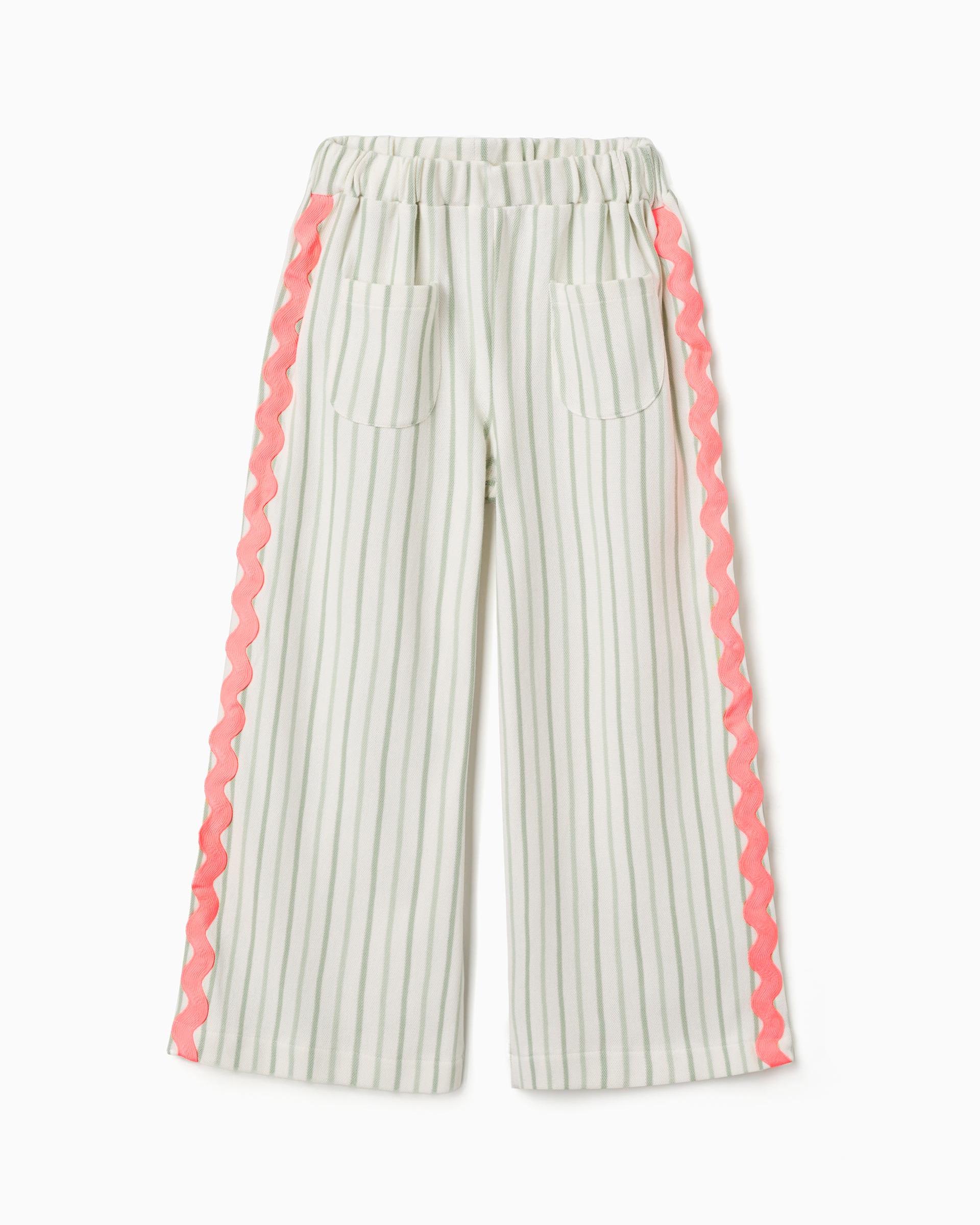 Pantalón de niña 100% algodón y a rayas - Zippy - Beige Beige-3