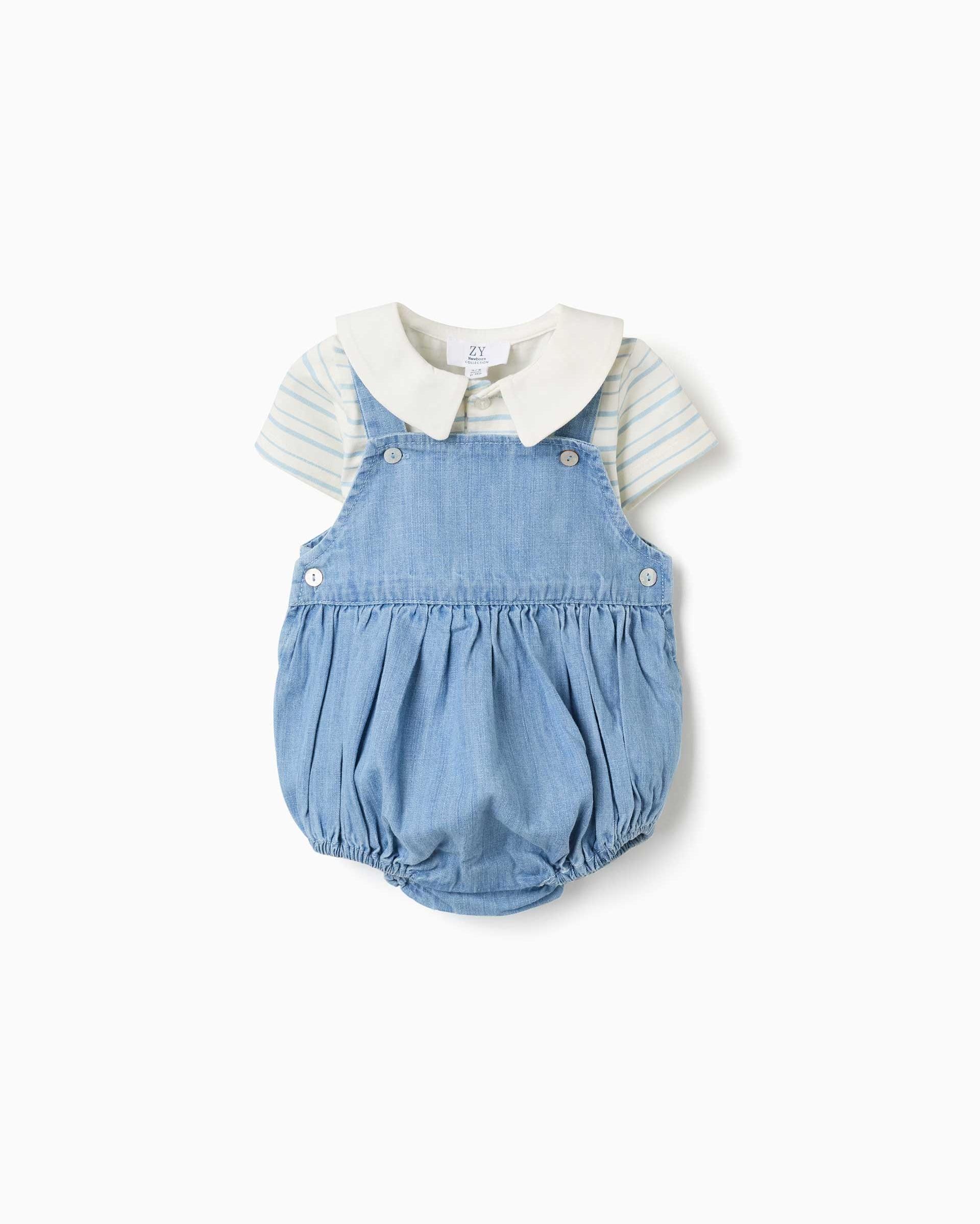 Imagen 0 de Conjunto de bebé niño 100% algodón y con automáticos Azul