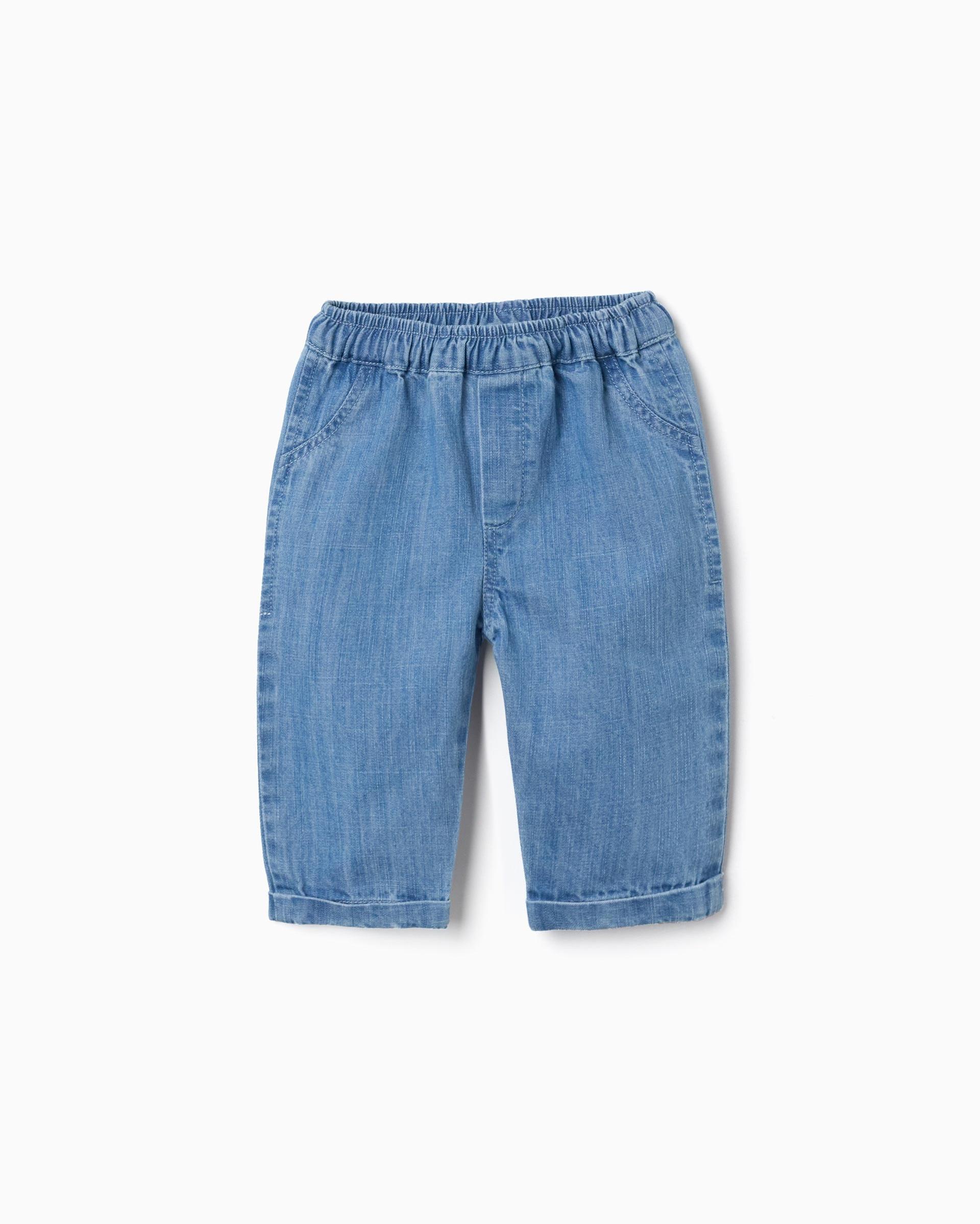 Vaqueros de bebé niño 100% algodón y con cintura elástica - Zippy - Azul Azul-1