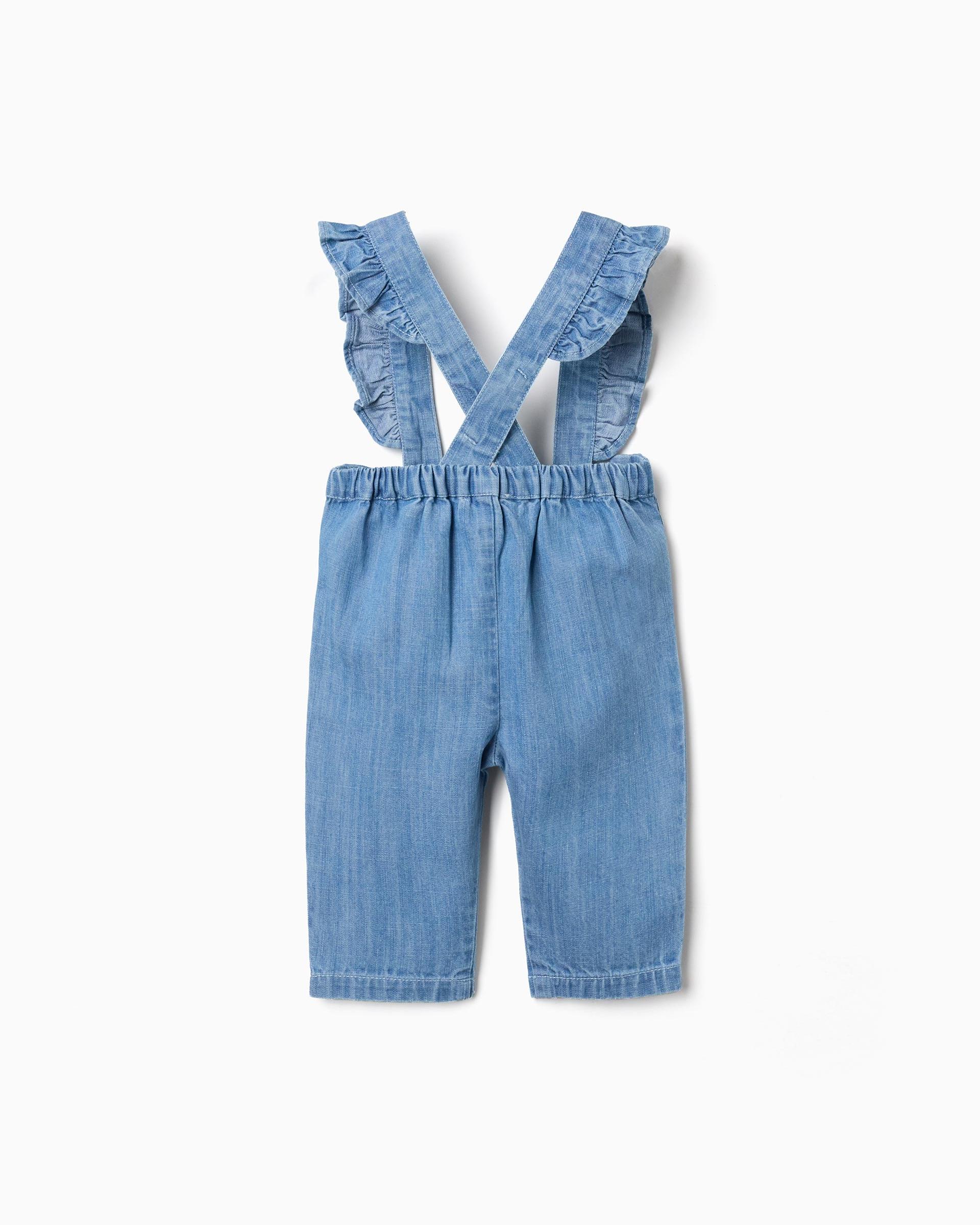 Pantalón de bebé niña 100% algodón y con volantes - Zippy - Azul Azul-3