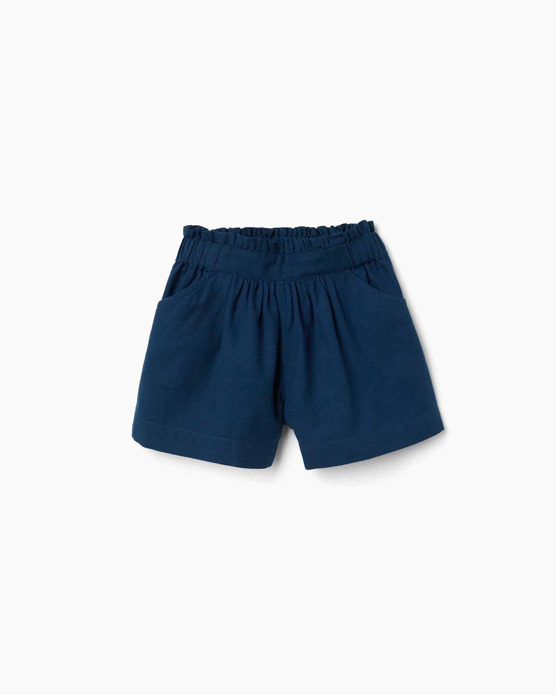Pantalón corto de niña 100% algodón y con cintura elástica - Zippy - Azul Azul-1