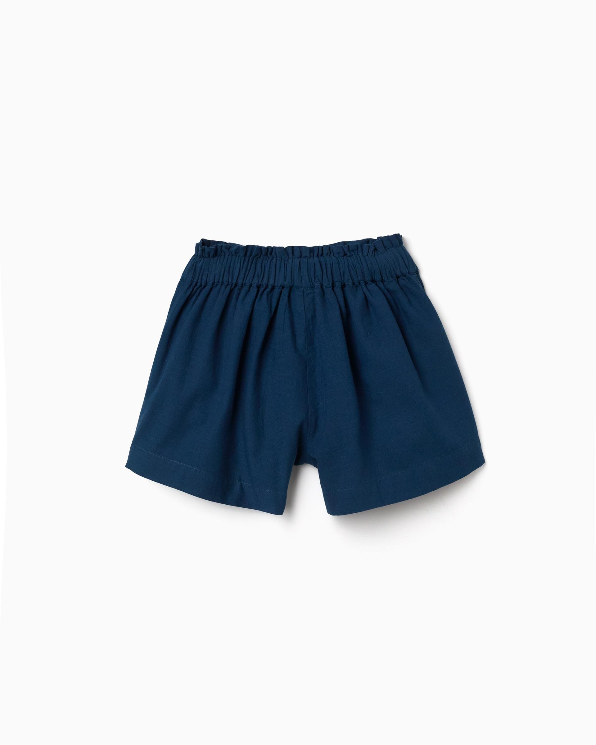 Pantalón corto de niña 100% algodón y con cintura elástica - Zippy - Azul Azul-3