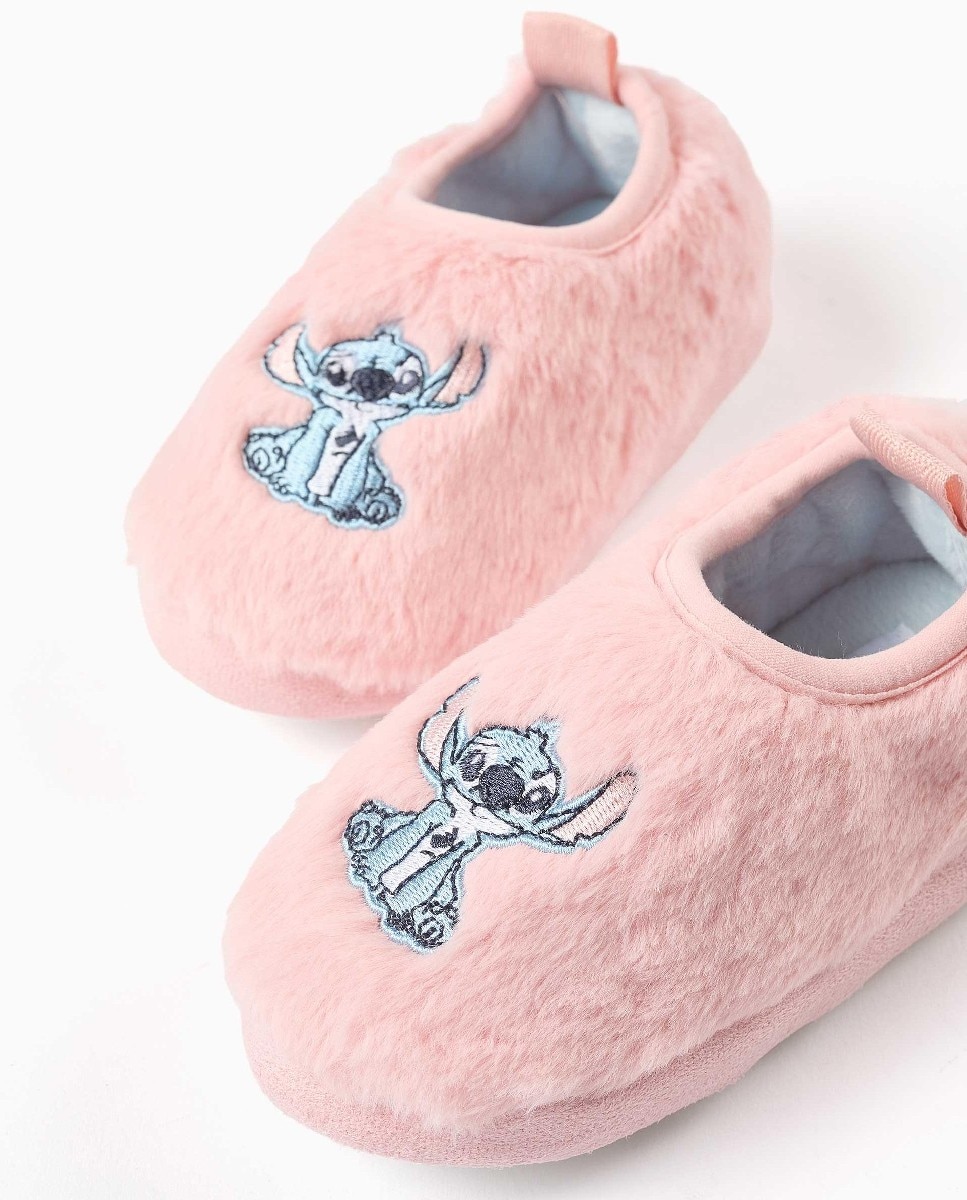 Imagen 4 de Zapatillas de casa cerradas de niña de peluche y con stitch bordado - Zippy - Rosa Rosa