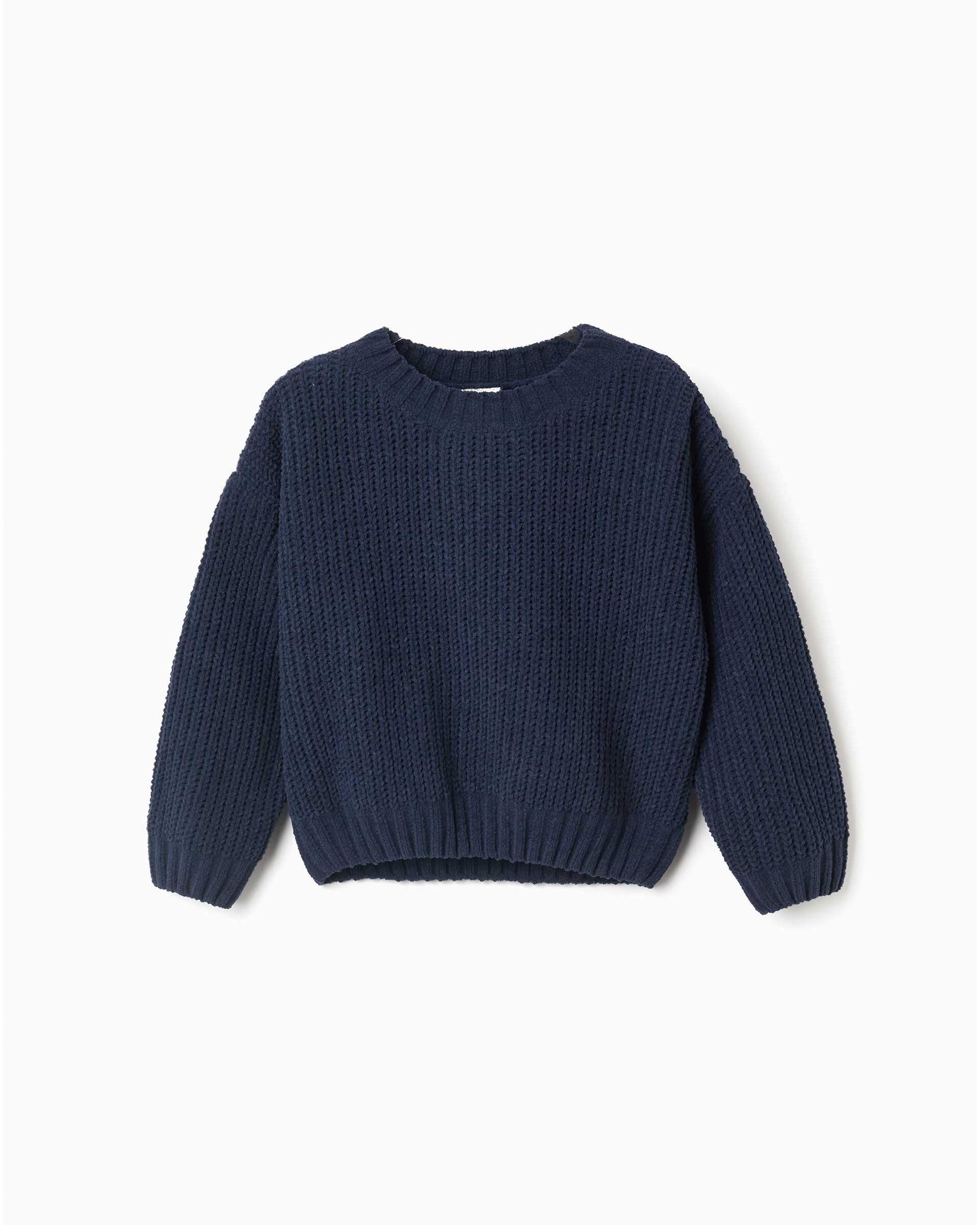 Jersey de niña de punto y con hombros caídos - Zippy - Azul marino Azul marino-1