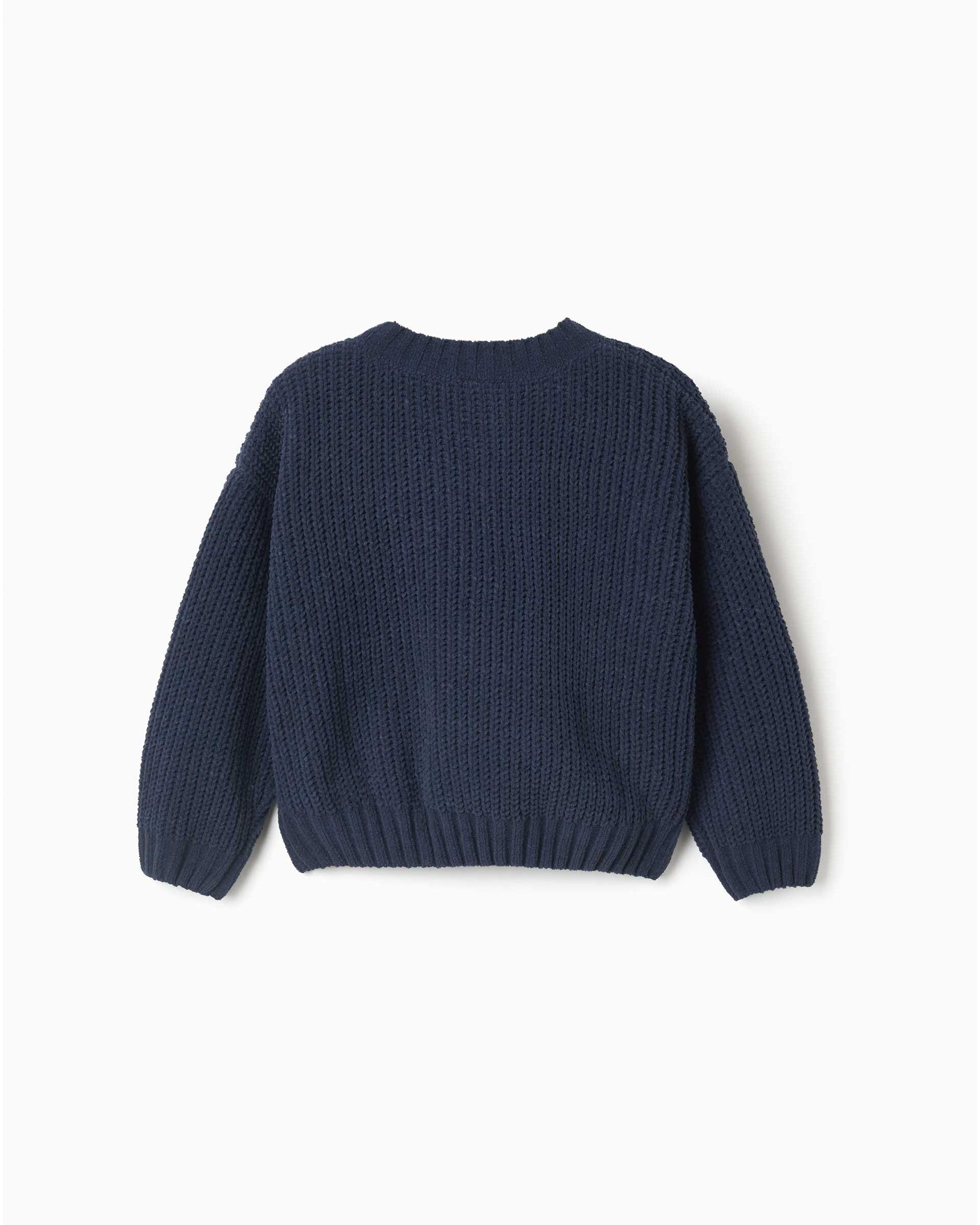 Jersey de niña de punto y con hombros caídos - Zippy - Azul marino Azul marino-3
