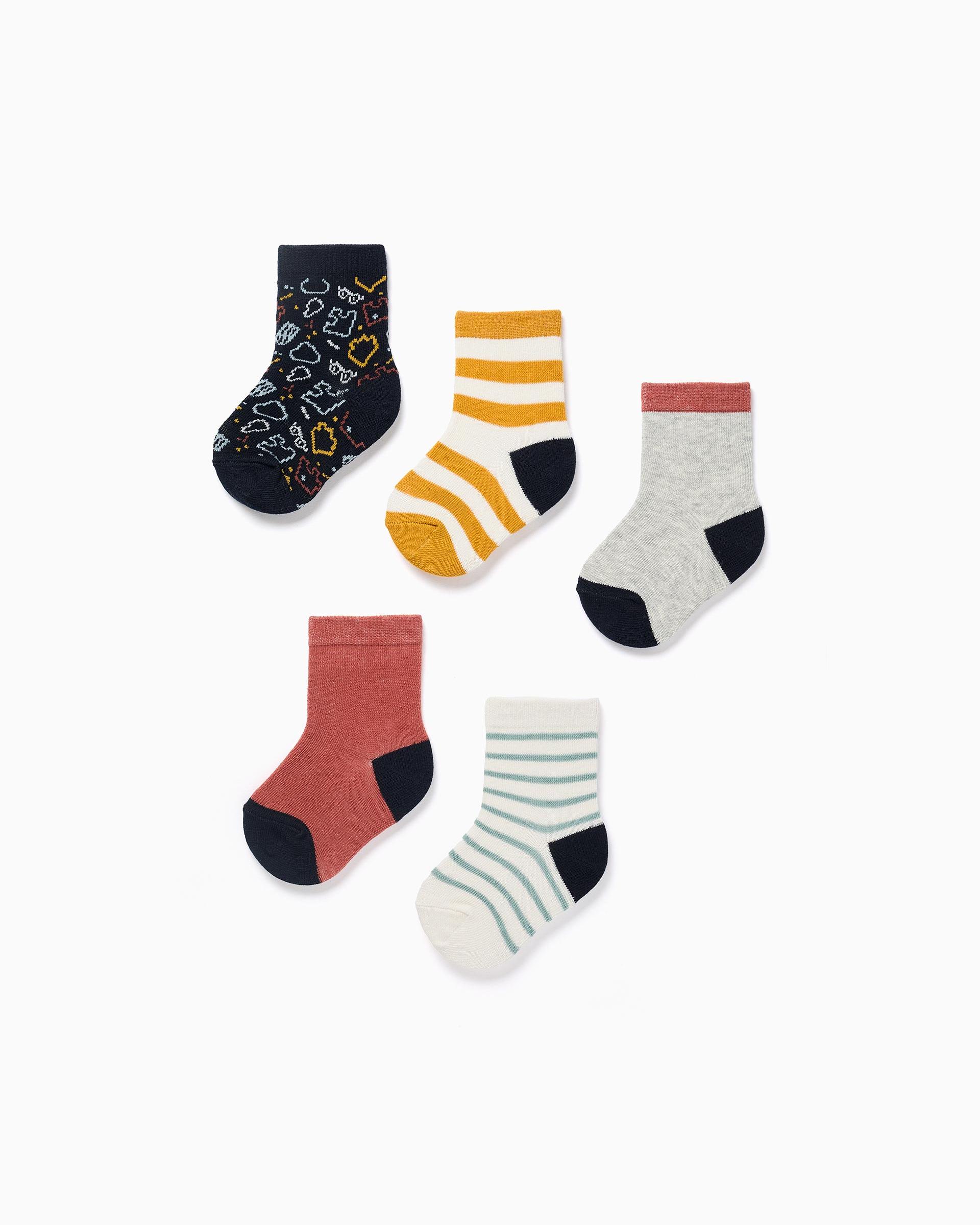 Imagen 1 de Pack de 5 calcetines de bebé niño con estampados y caña ondulada Multicolor