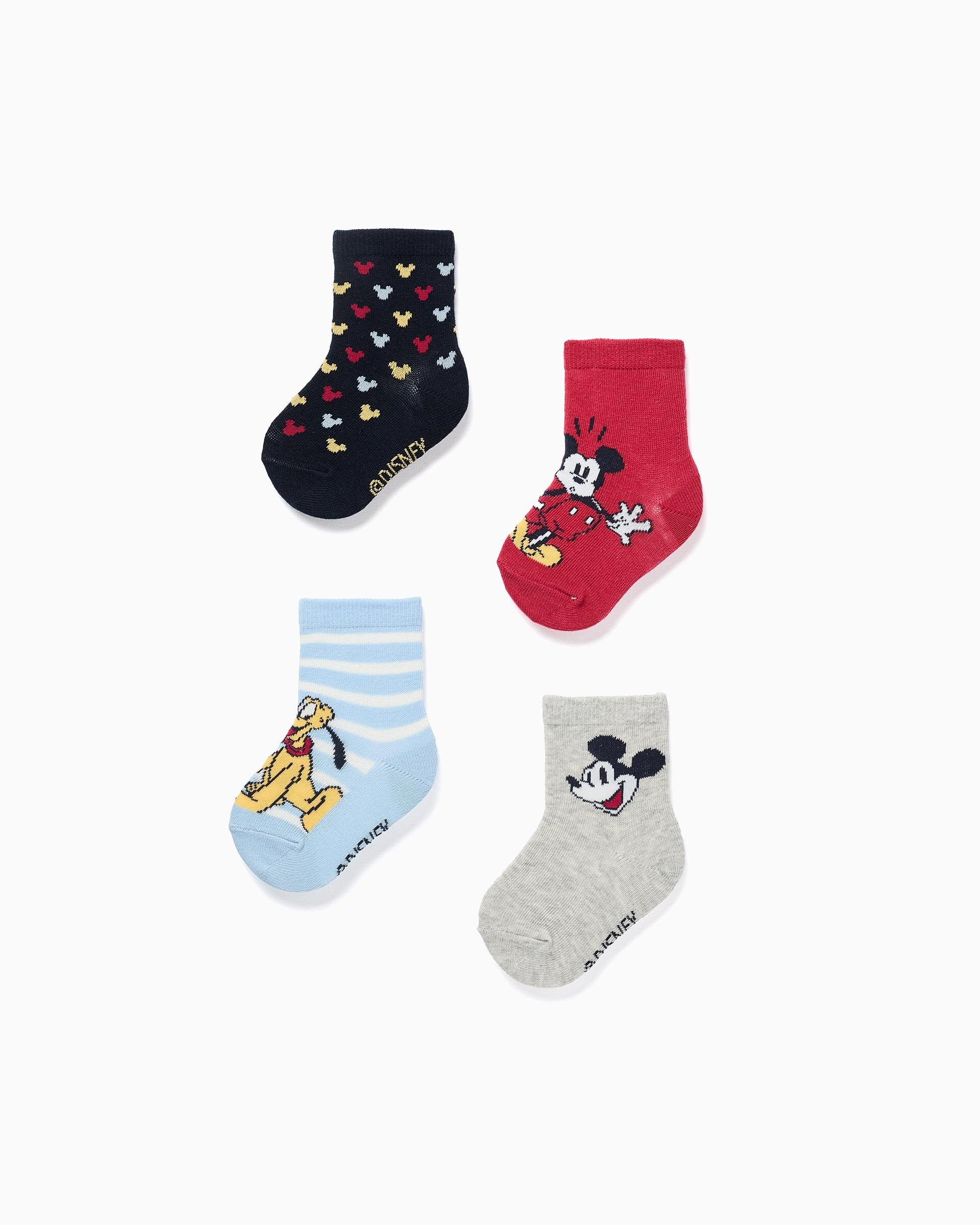Imagen 1 de Pack de 4 calcetines de bebé niño con estampados mickey y caña ondulada Multicolor
