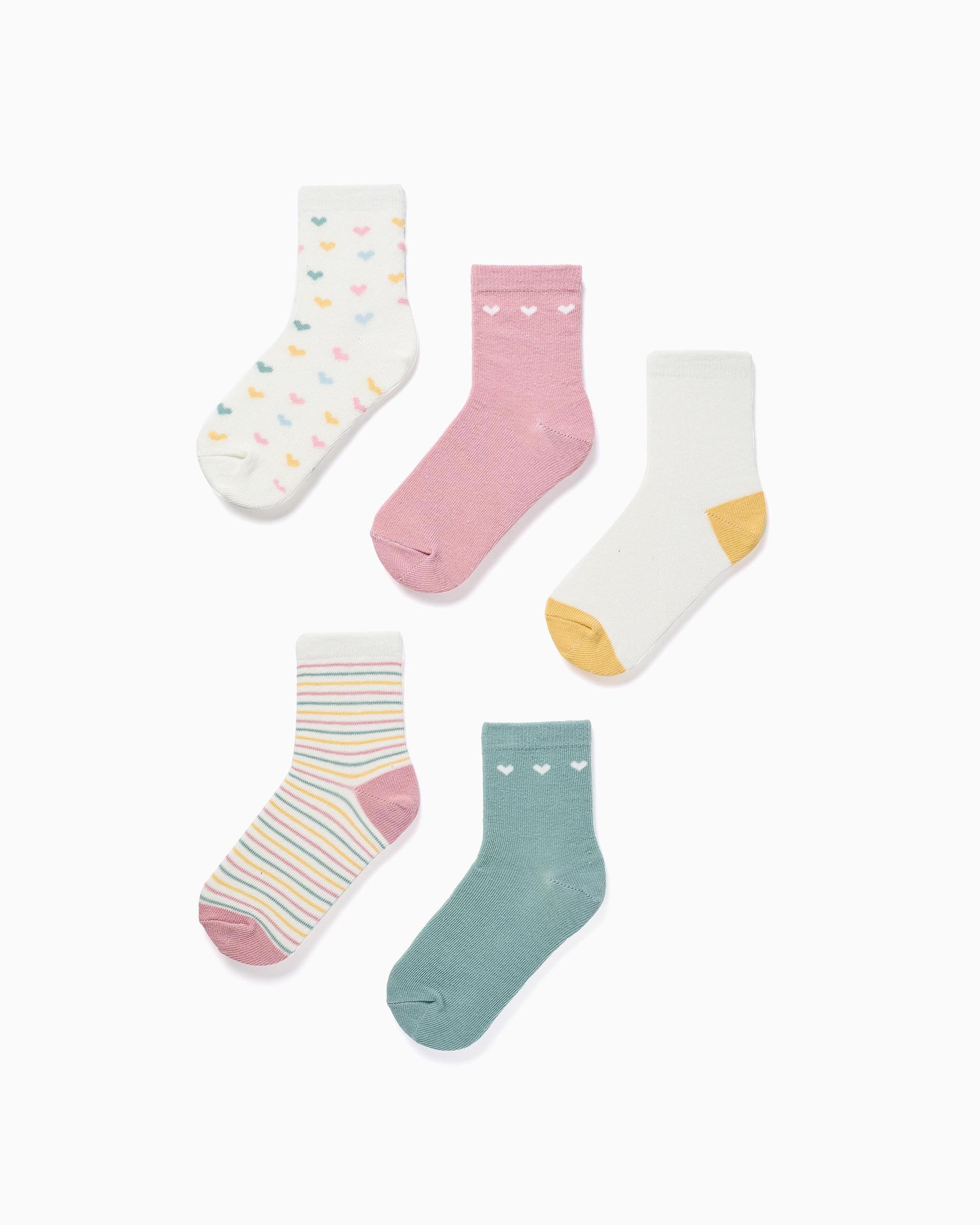 Pack de 5 calcetines de niña con estampados y caña ondulada - Zippy - Multicolor Multicolor-1
