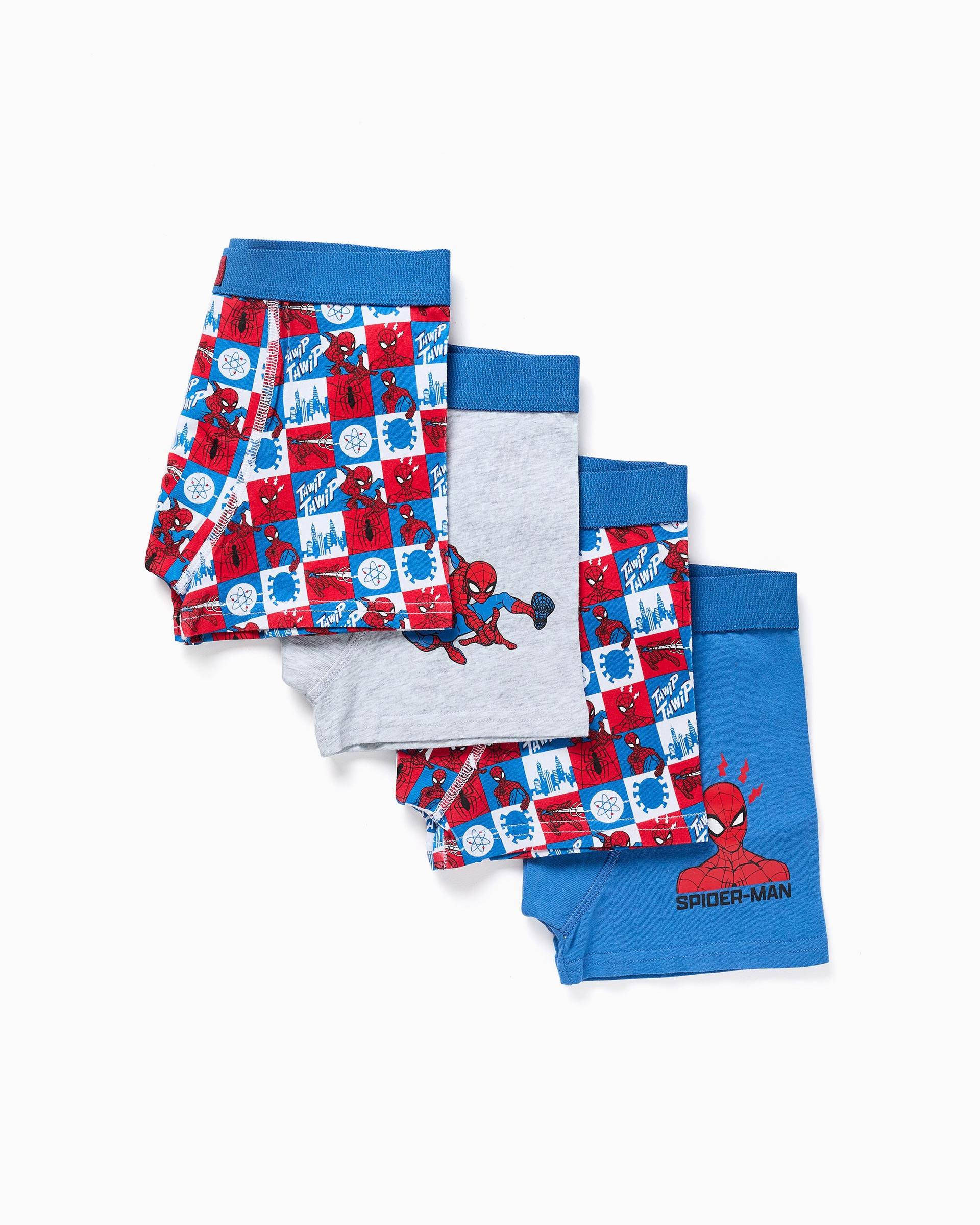 Imagen 1 de Pack de 4 calzoncillos bóxers de niño de algodón y con estampado spider man Multicolor