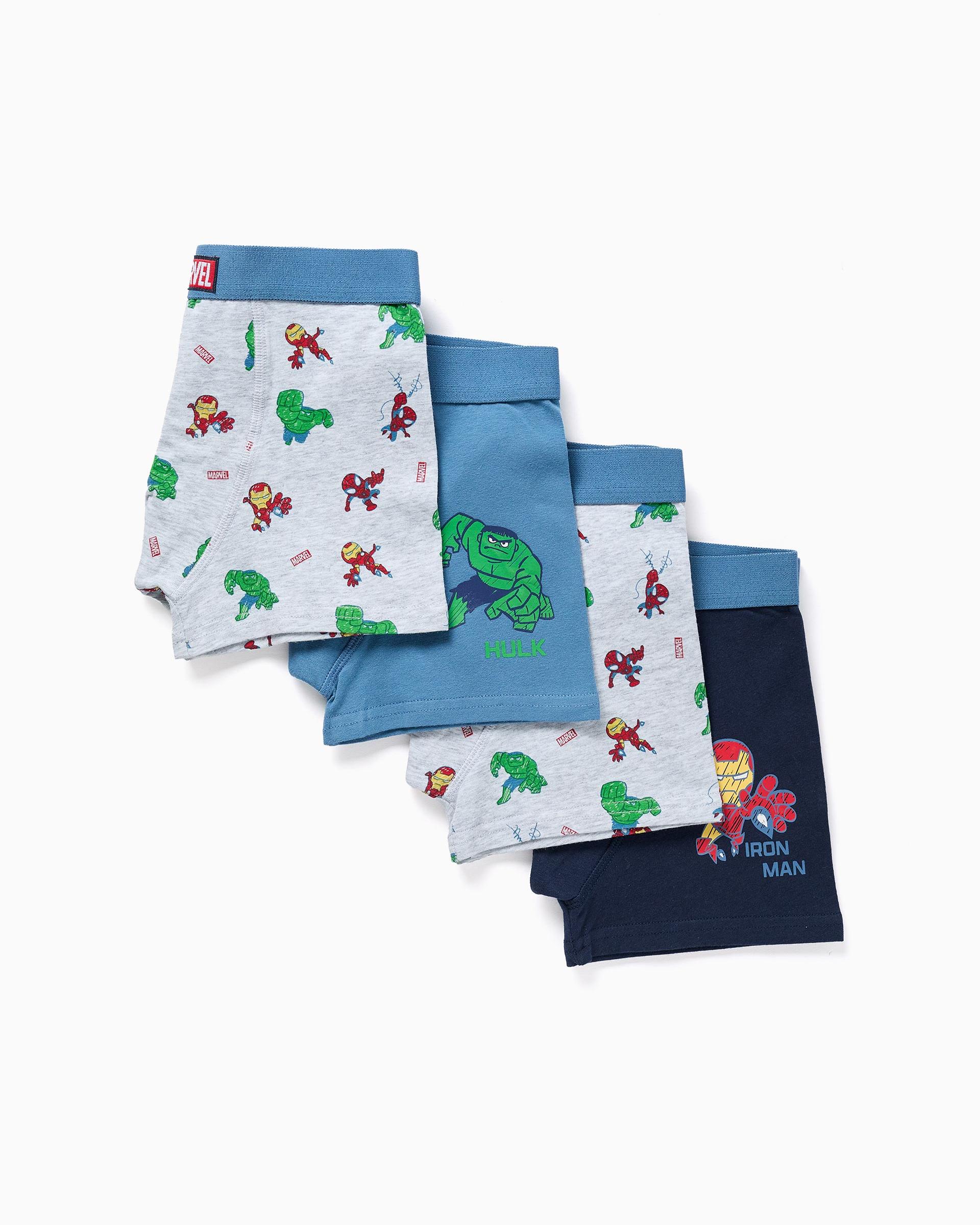Imagen 1 de Pack de 4 calzoncillos bóxers de niño de algodón y con estampados Marvel Multicolor