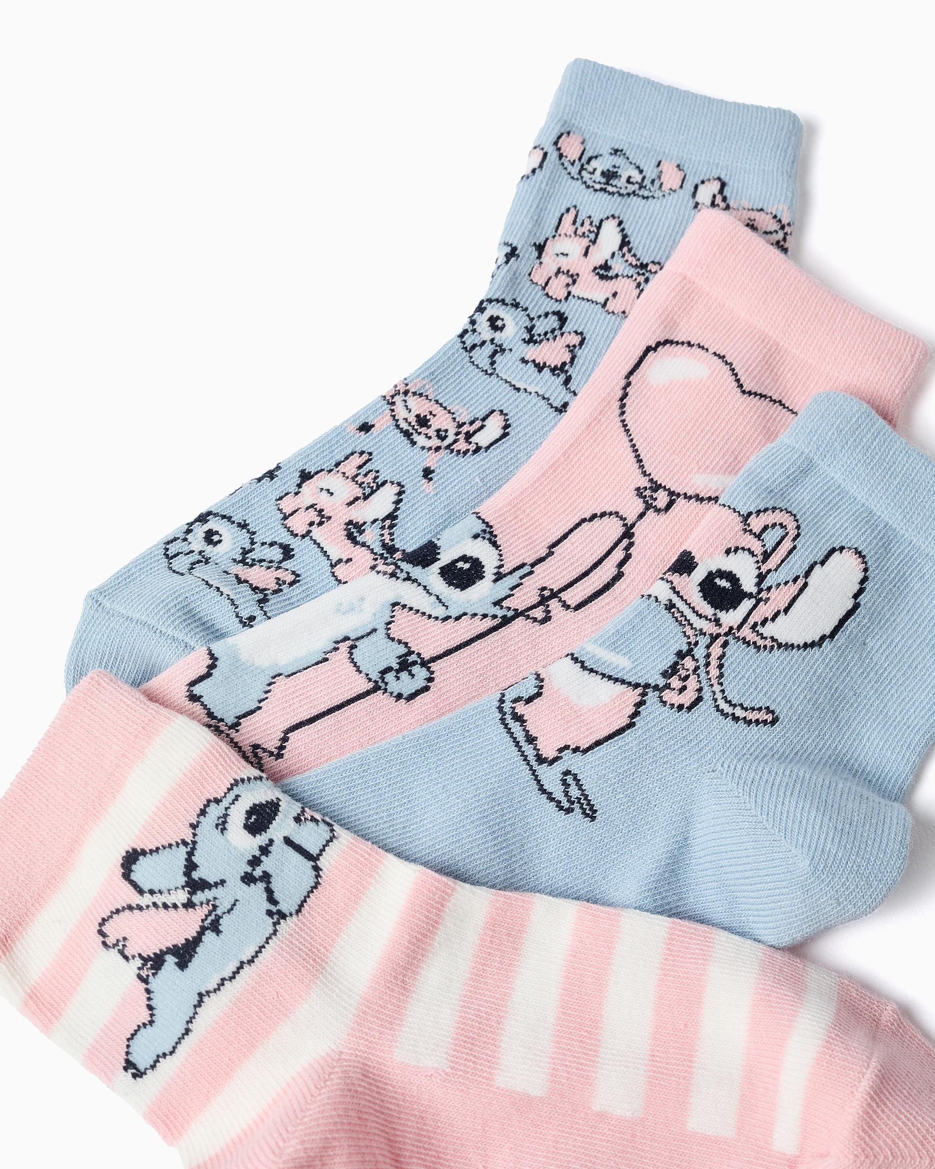 Pack de 4 calcetines de niña con estampados stitch y caña ondulada - Zippy - Multicolor Multicolor-2