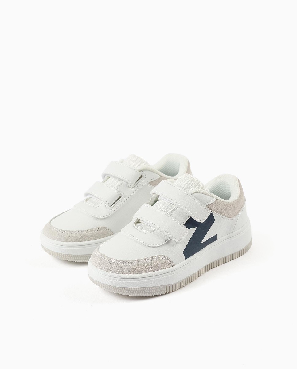 Zapatillas bajas de niño con tiras autoadherentes y suela antideslizante - Zippy - Blanco Blanco-2