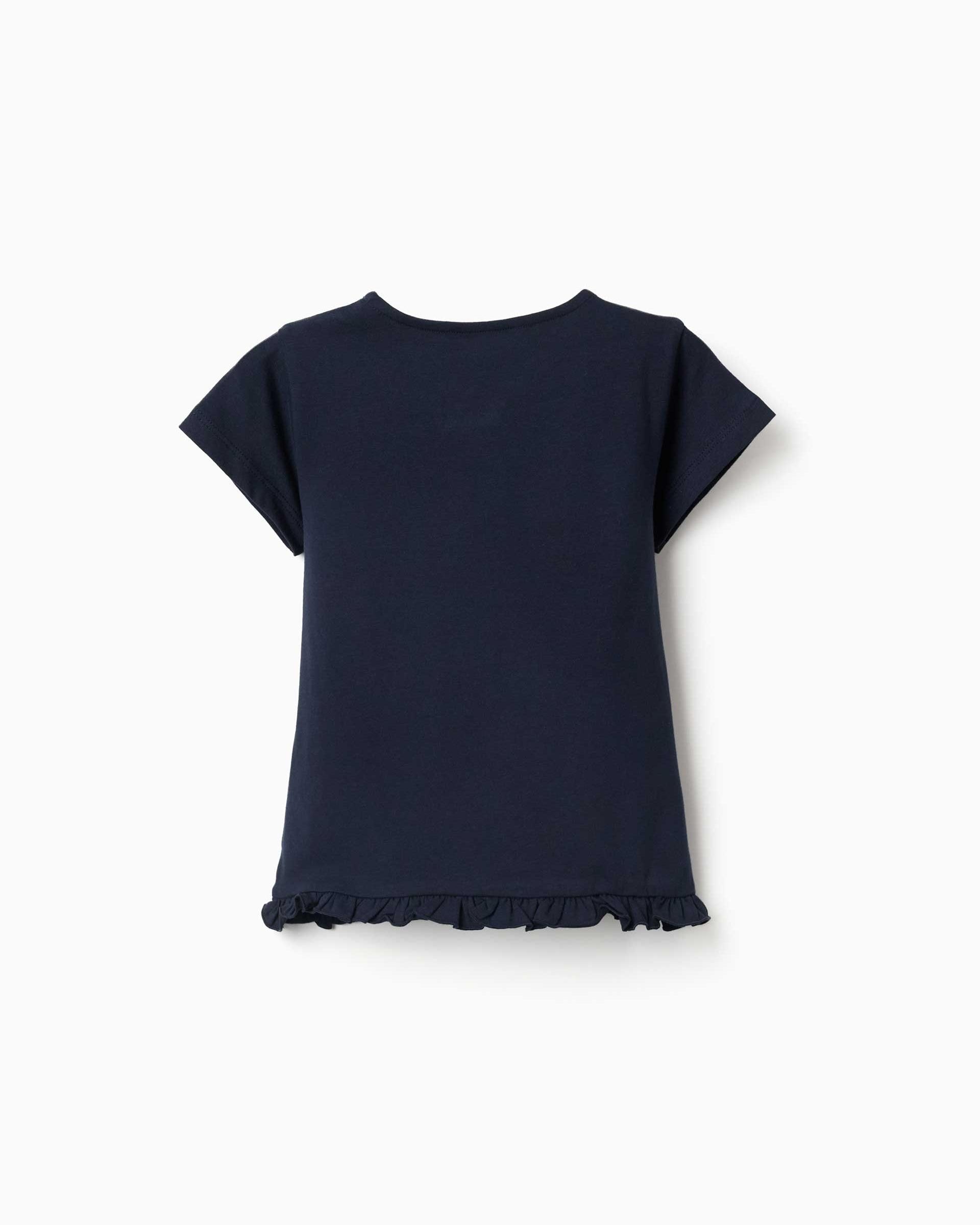 Camiseta de niña de algodón y con volantes - Zippy - Azul marino Azul marino-3