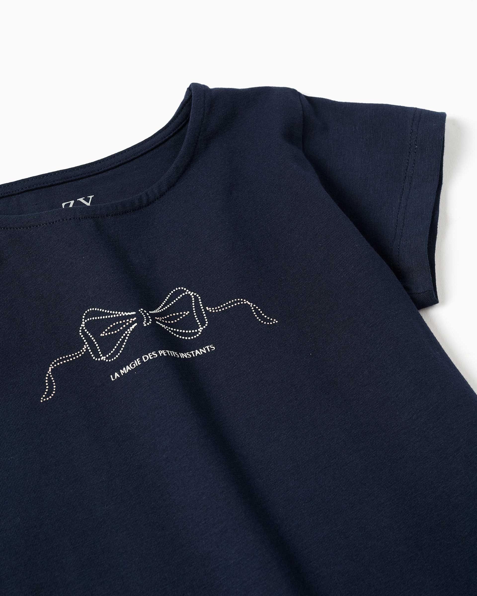Camiseta de niña de algodón y con volantes - Zippy - Azul marino Azul marino-2