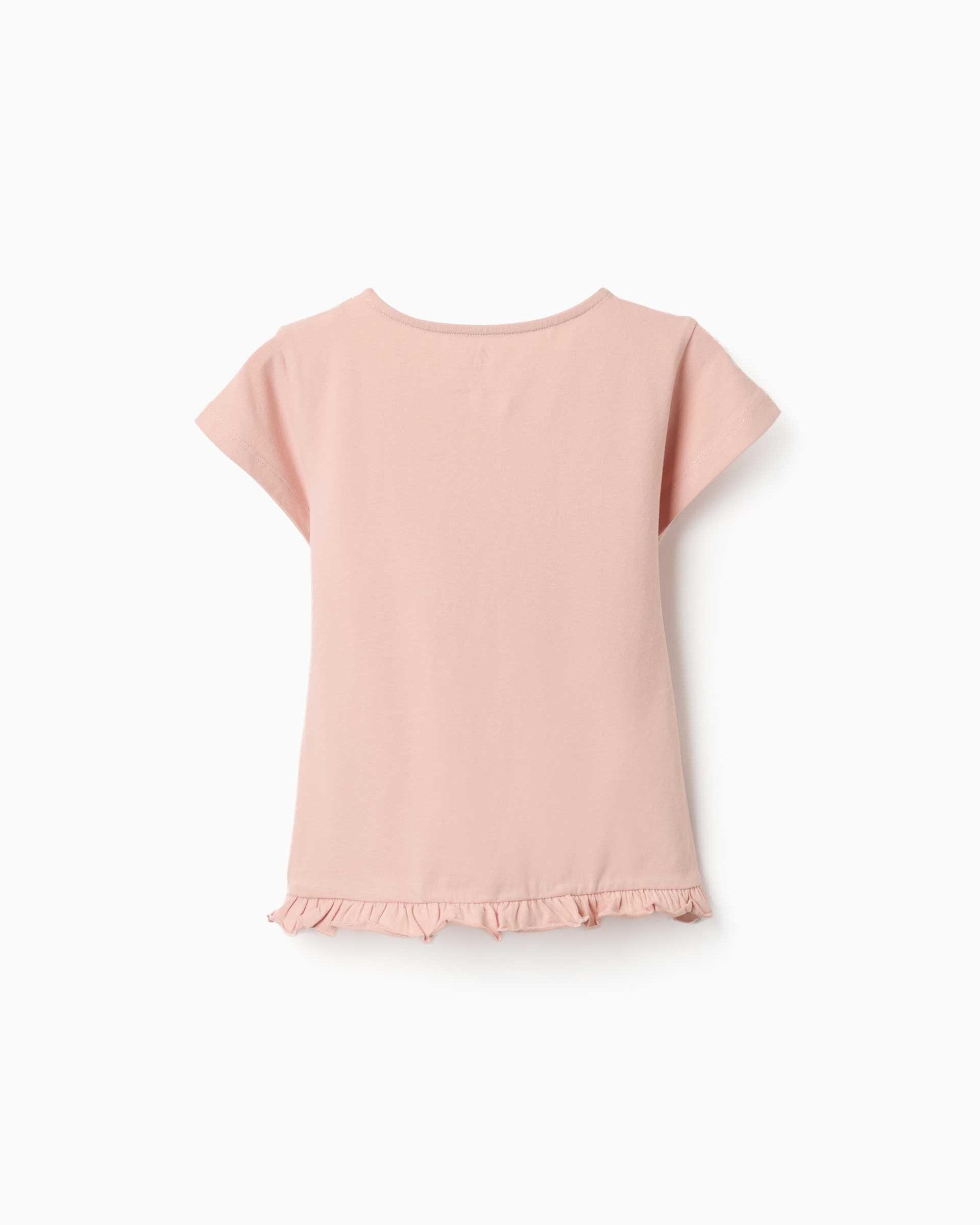 Camiseta de niña de algodón y con volantes - Zippy - Rosa Rosa-3